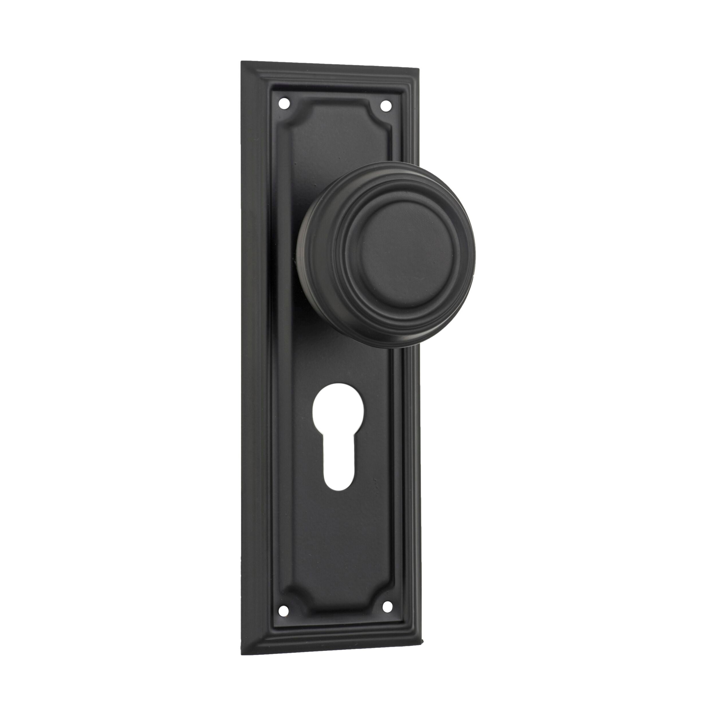 Edwardian Style Euro Door Knob Pair - Matte Black Finish 185x60x57mm - Perfect for Vintage Home Decor & Interior Doors