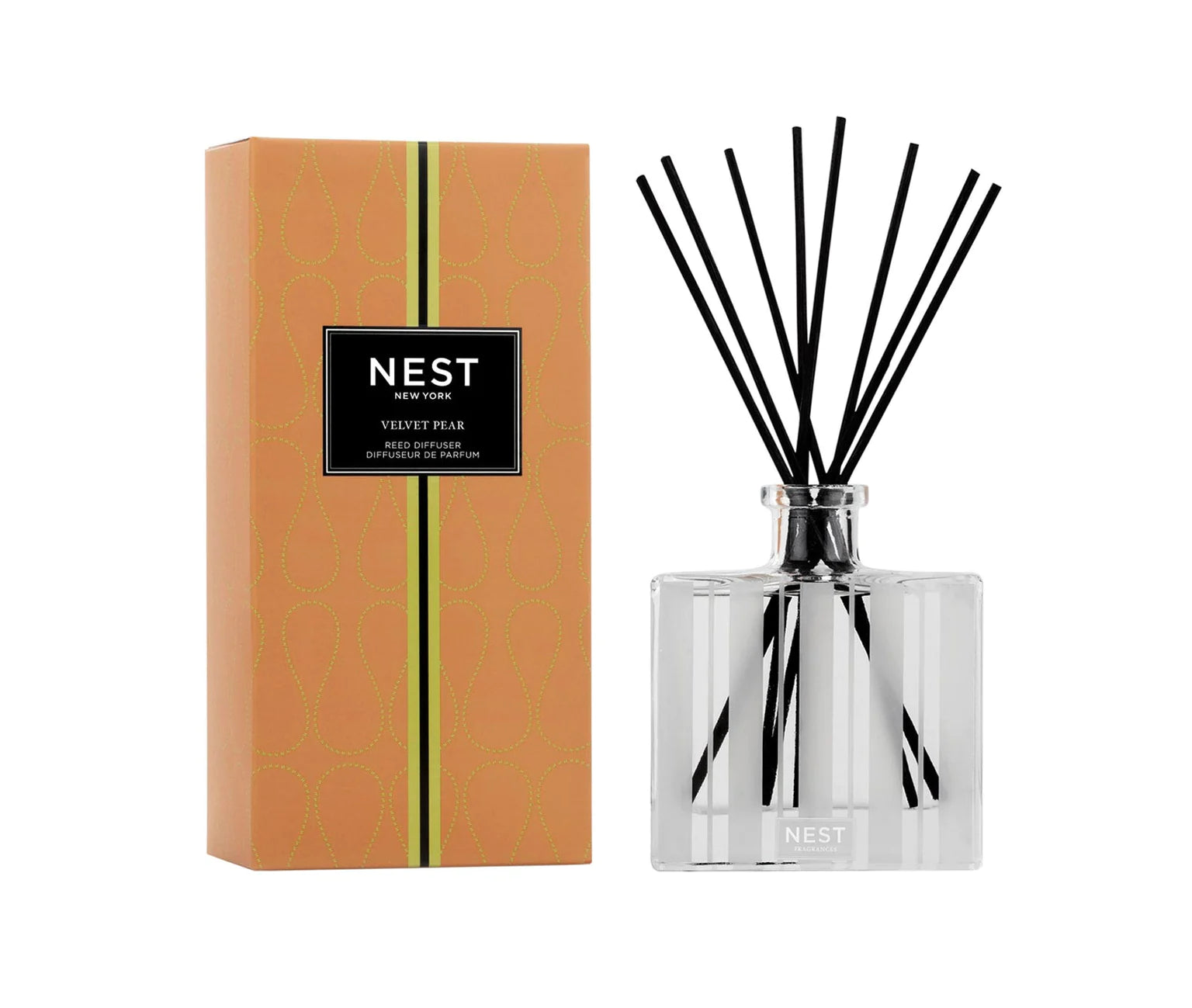 Nest Velvet Pear Reed Diffuser - Home Fragrance Oil Diffuser with Natural Rattan Reeds, Long-Lasting Scent for Living Room, Bedroom, Bathroom & Office Aromatherapy