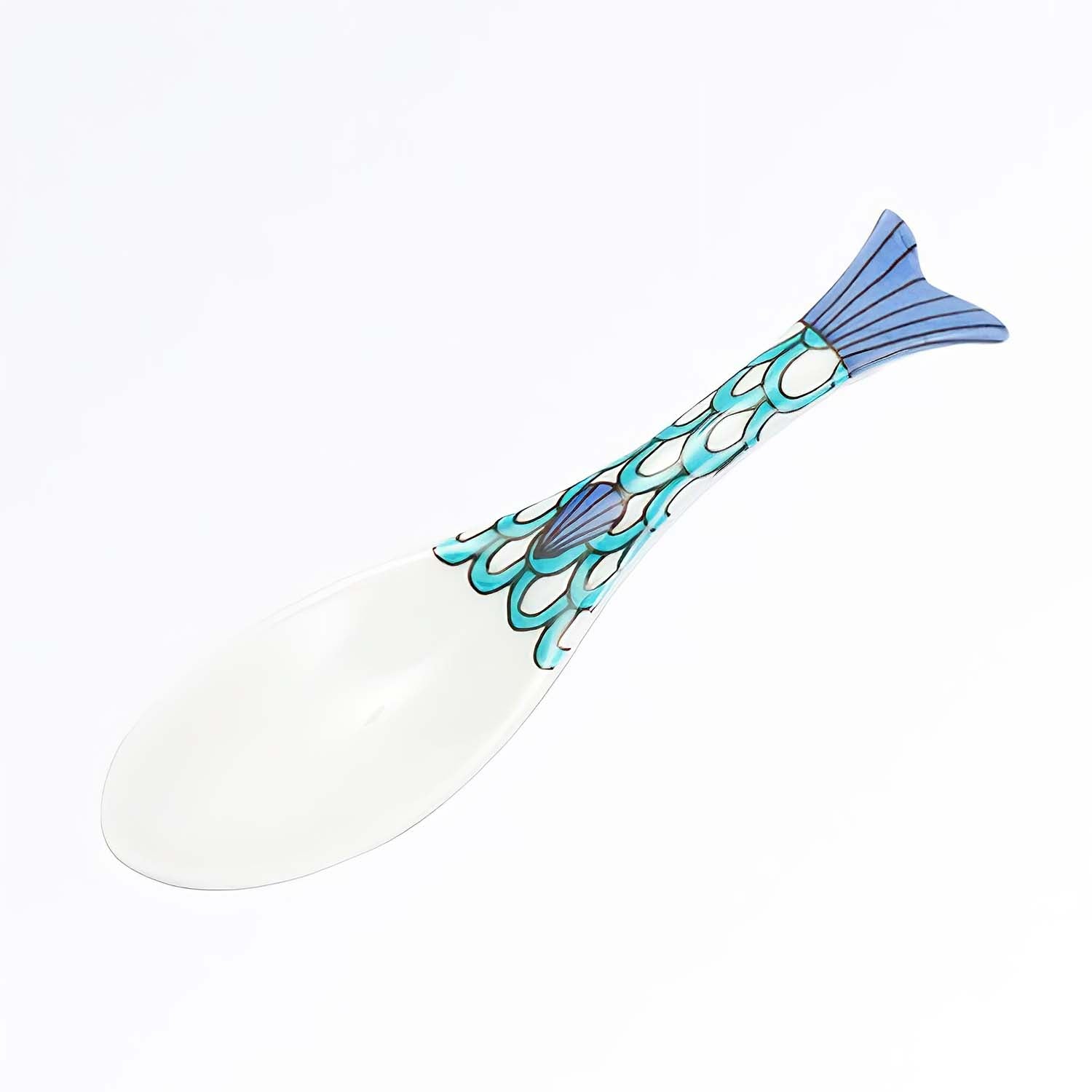 Premium Harekutani Porcelain Fish Renge Spoon - Handcrafted Japanese Tea Ceremony Spoon, Perfect for Matcha, Sugar, Spices & Home Decor