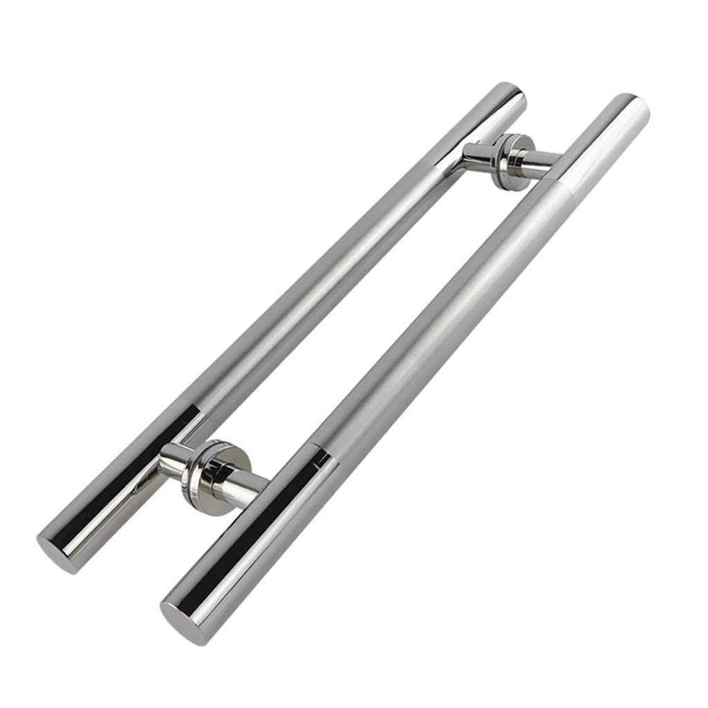 Heavy Duty Stainless Steel Round Tube Handle for Office Glass Doors & Sliding Barn Doors - Push Pull Door Handle in Black/Silver, 6 Size Options (120×80cm) - Perfect for Modern Offices, Home Entryways, and Rustic Barn Doors