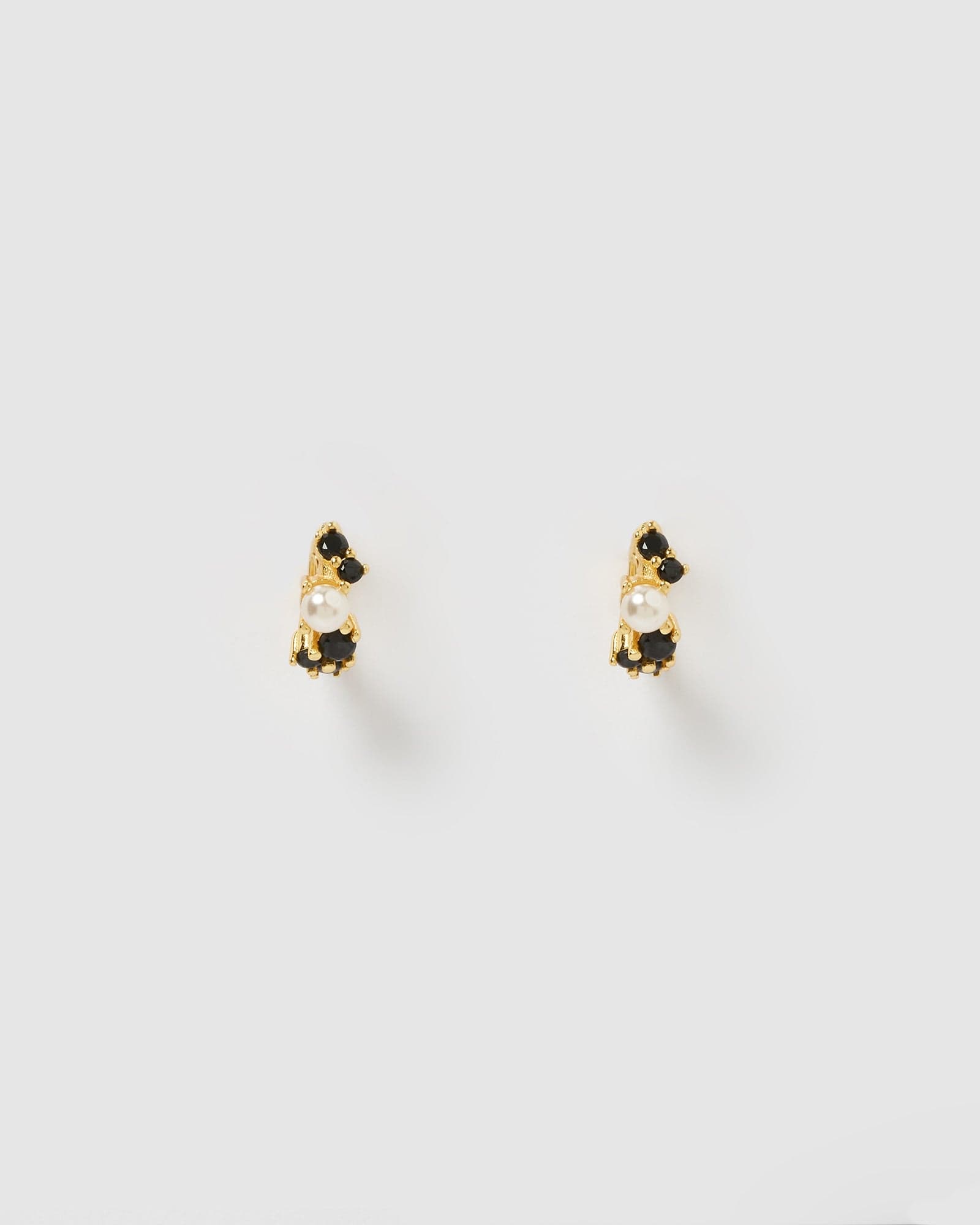 Izoa Carina Huggie Earrings - 14K Gold Plated Black Hoop Earrings for Women, Minimalist Everyday Jewelry Gift for Her | Perfect for Work, Date Night & Special Occasions