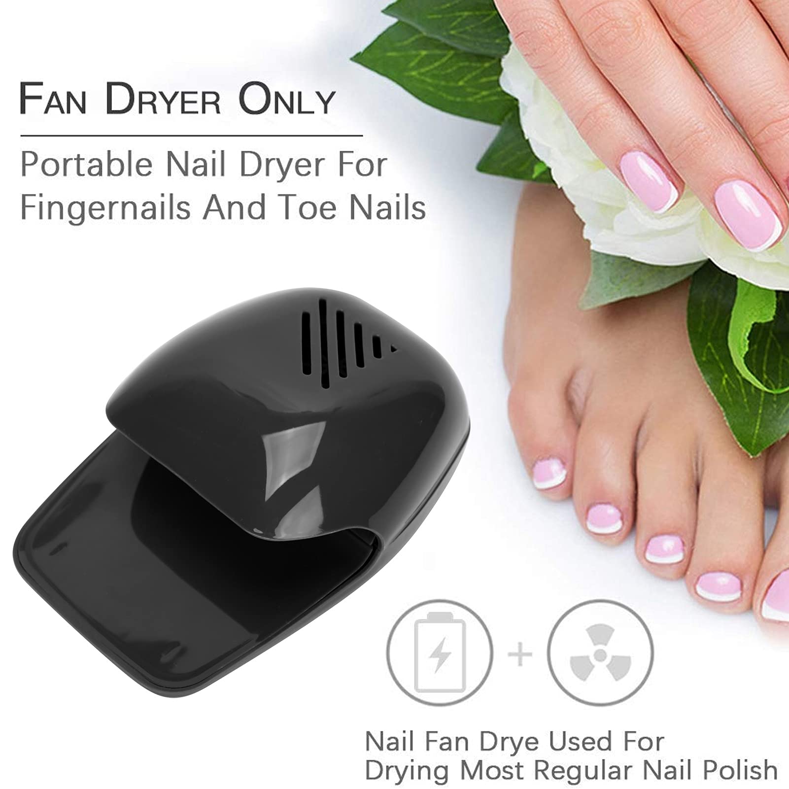 Portable Nail Polish Dryer Fan - Fast Cooling UV LED Nail Dryer for Gel & Regular Polish, Compact Travel Nail Dryer for Home & Salon Use (Black) - Perfect for Manicures, Pedicures & Nail Art