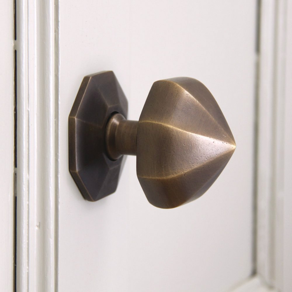 Vintage Distressed Antique Brass Octagonal Door Pull - Handcrafted Cabinet Handle for Kitchen, Bathroom & Furniture (Set of 2) - Perfect for Farmhouse, Rustic & Industrial Home Decor