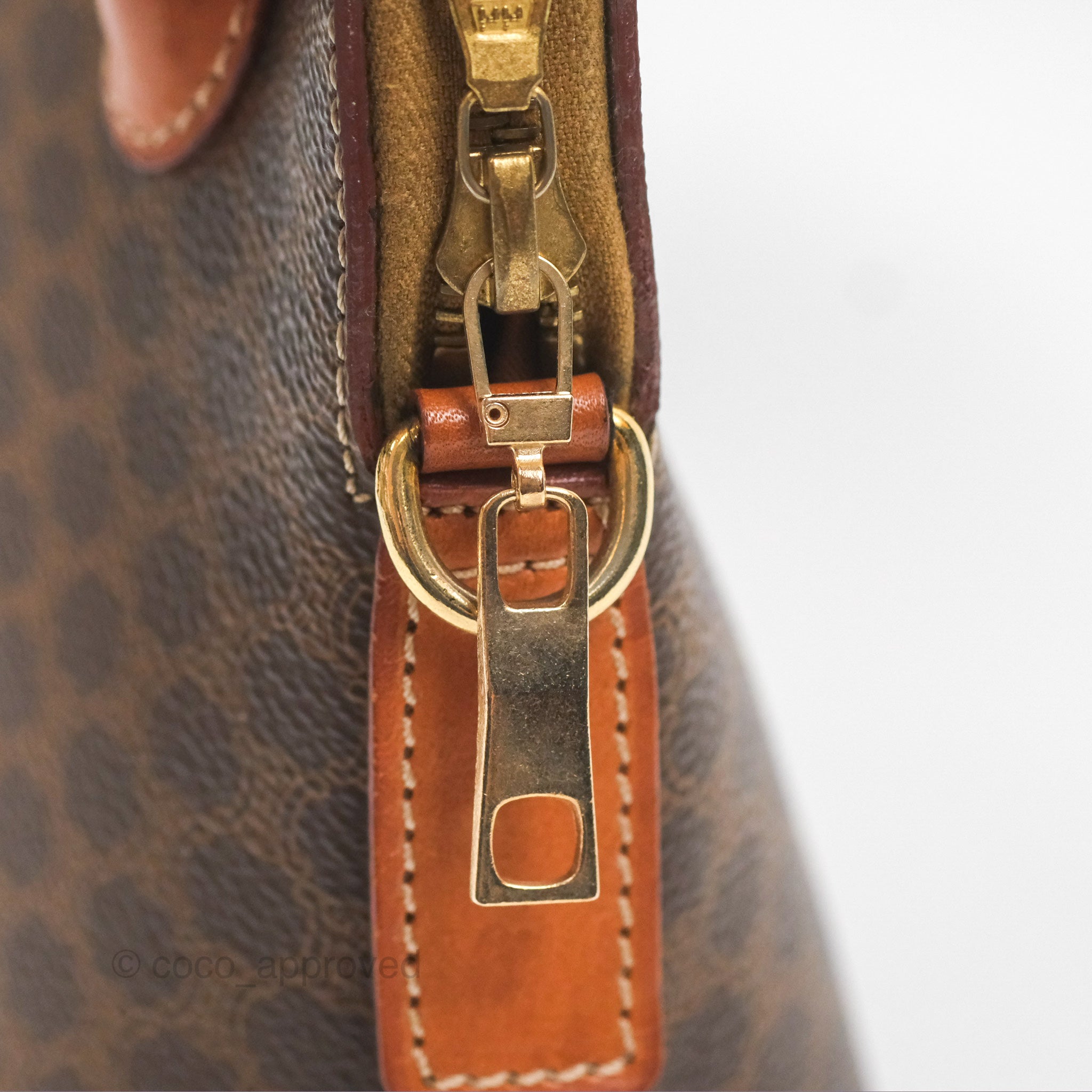 Vintage Celine Macadam Top Handle Handbag in Tan Brown - Perfect for Work, Travel & Everyday Elegance