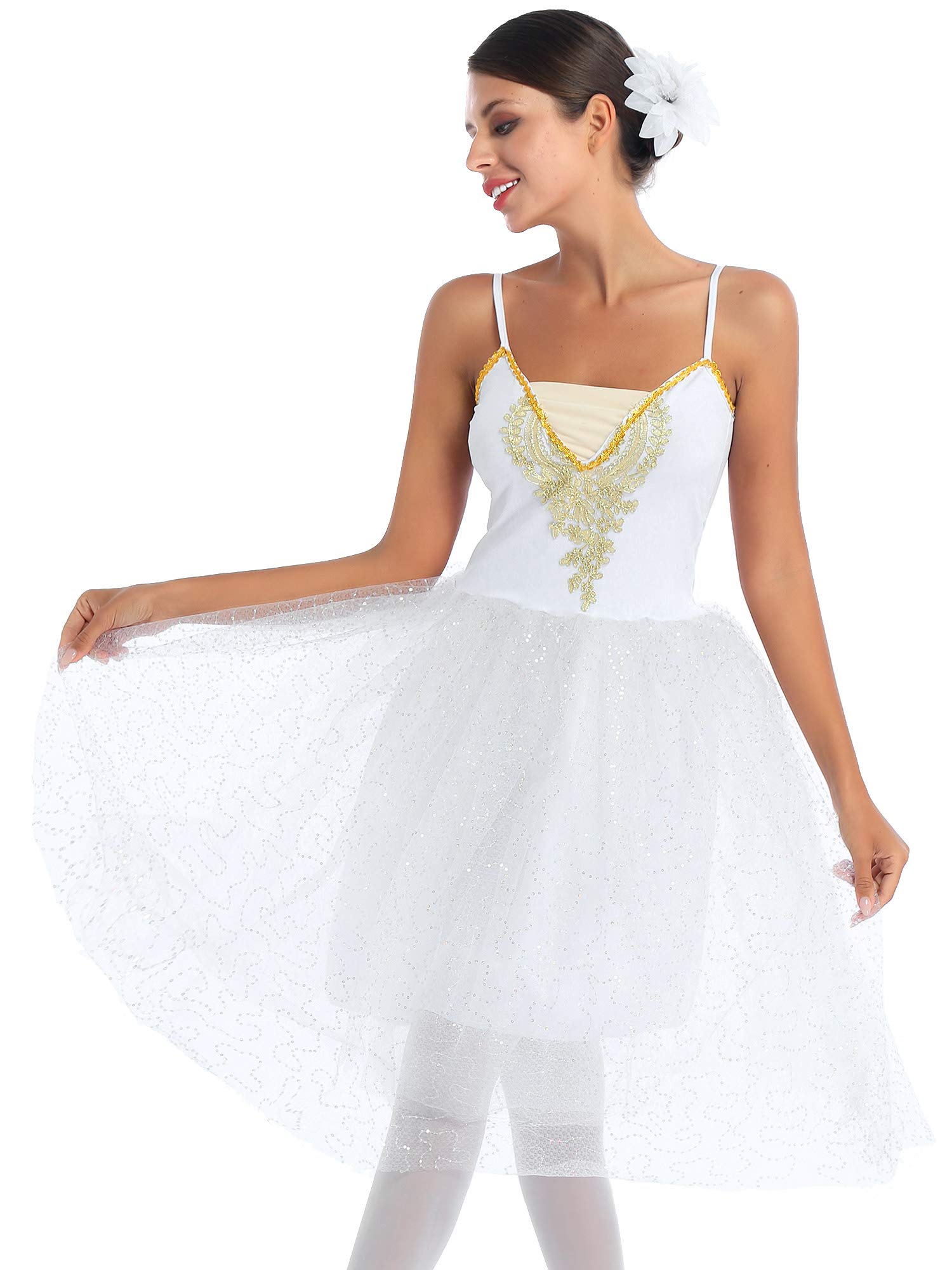 Hularka Women's Adult Ballet Tutu Dress - Sequined Swan Lake Costume, Ballerina Leotard with Tulle Skirt for Dance Performances, Recitals & Ballet Practice