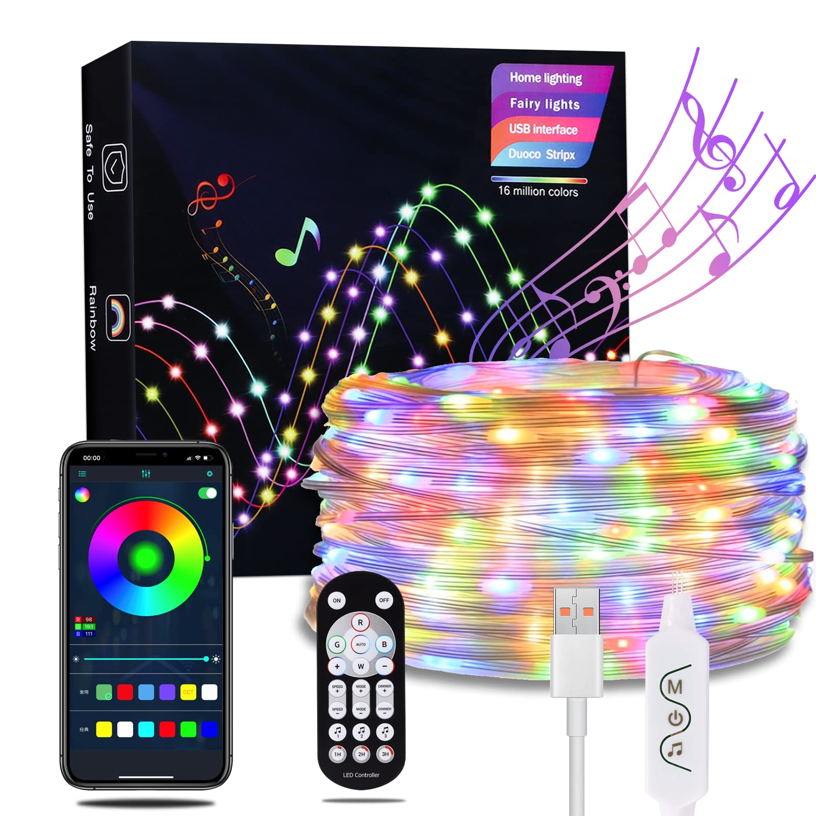 100 LED Fairy String Lights Outdoor - 33FT Smart APP & Remote Controlled Waterproof Color Changing Twinkle Lights for Bedroom, Party, Wedding, Garden, Patio & Indoor/Outdoor Decor