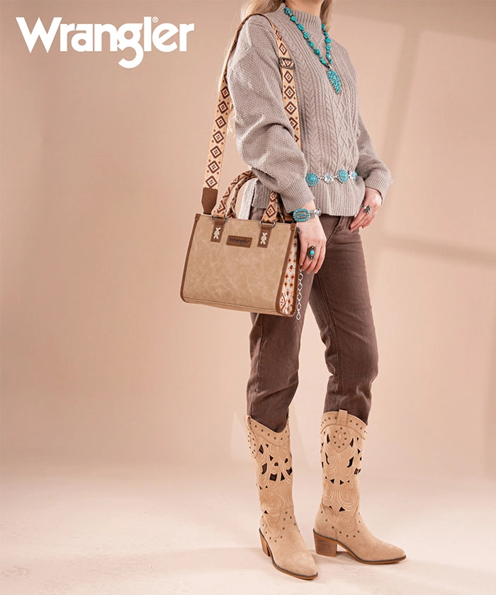 Wrangler Aztec Print Tote Bag for Women - Stylish & Durable Cotton Shoulder Bag - Perfect for Shopping, Beach, Work & Travel