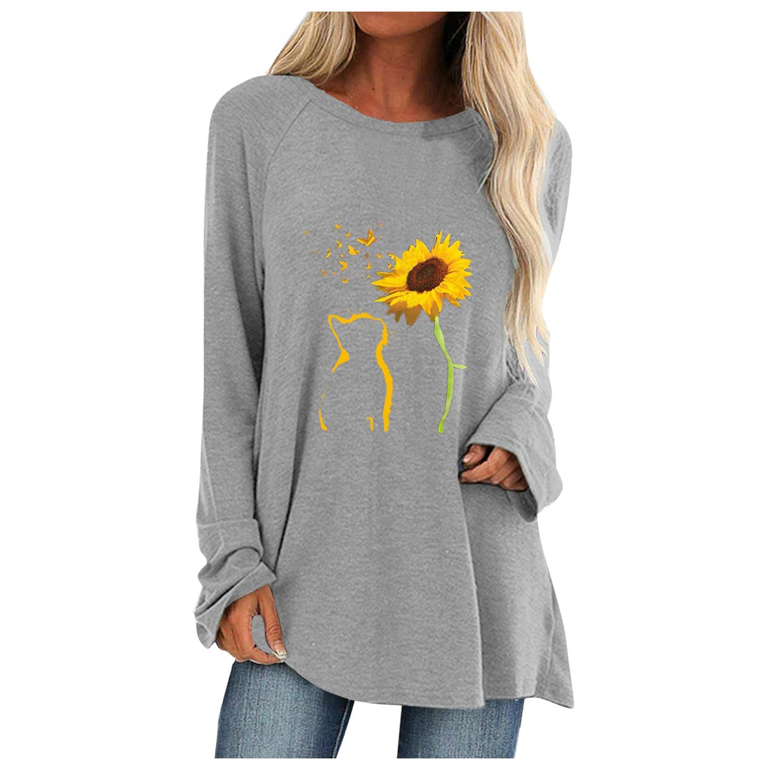 Women's Cute Printed Tunic Tops - Long Sleeve Casual Blouse for Fall | Perfect with Leggings for Work, Weekend & Layering Outfits