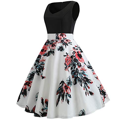 Vintage Floral Print Sleeveless Swing Dress for Women - Retro Casual Mini Dress - Perfect for Summer Parties, Beach Vacations & Date Nights