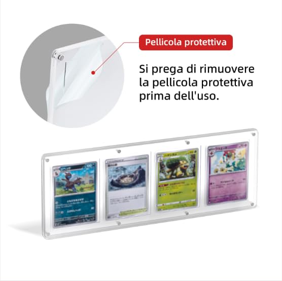Wigearss 4 Slots 35-75PT Universal Magnetic Acrylic Game Card Case - Baseball Card Holder - Hard Acrylic Card Protector for Standard Trading Cards - Perfect for Collectors, Gaming & Sports Card Storage