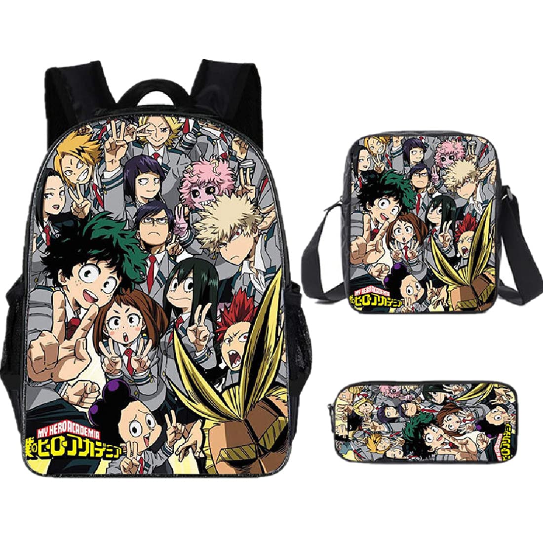 **Boku No Hero Anime Backpack Set - 3 PCS School Bags for Kids & Teens | Perfect for School, Travel & Cosplay**