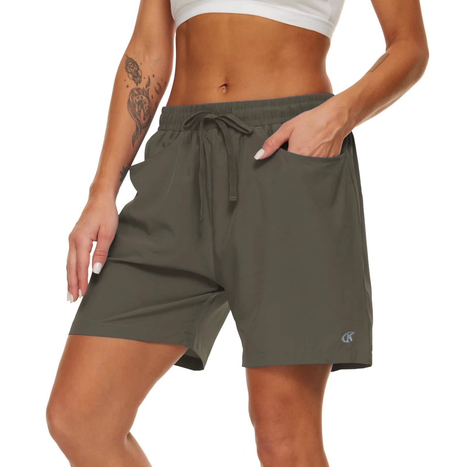 Women's High-Waisted Workout Running Shorts - Breathable Yoga Athletic Gym Training Shorts with Mesh Lining & Drawstring Pockets - Perfect for Running, Yoga, Gym & Outdoor Activities