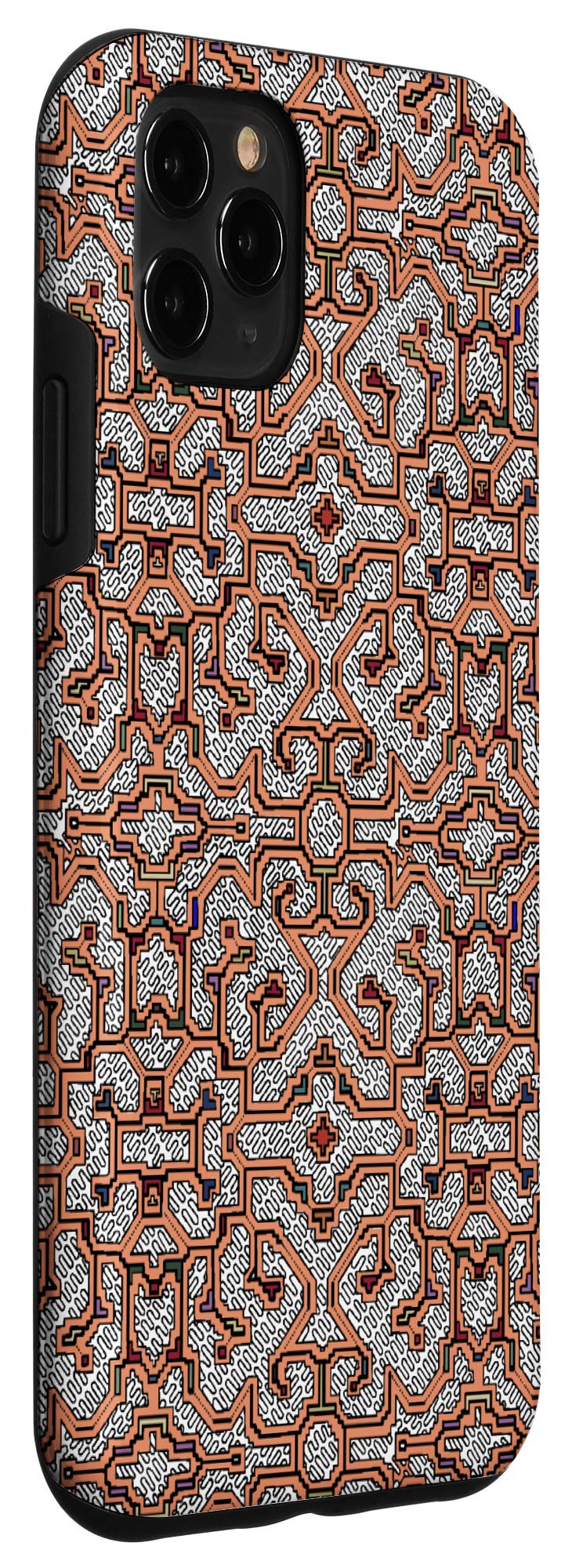 iPhone 11 Pro Max Case - Orange Tribal Pattern Inspired by Shipibo-Conibo Art from Peruvian Amazon | Protective Phone Cover for Daily Use, Travel & Outdoor Adventures