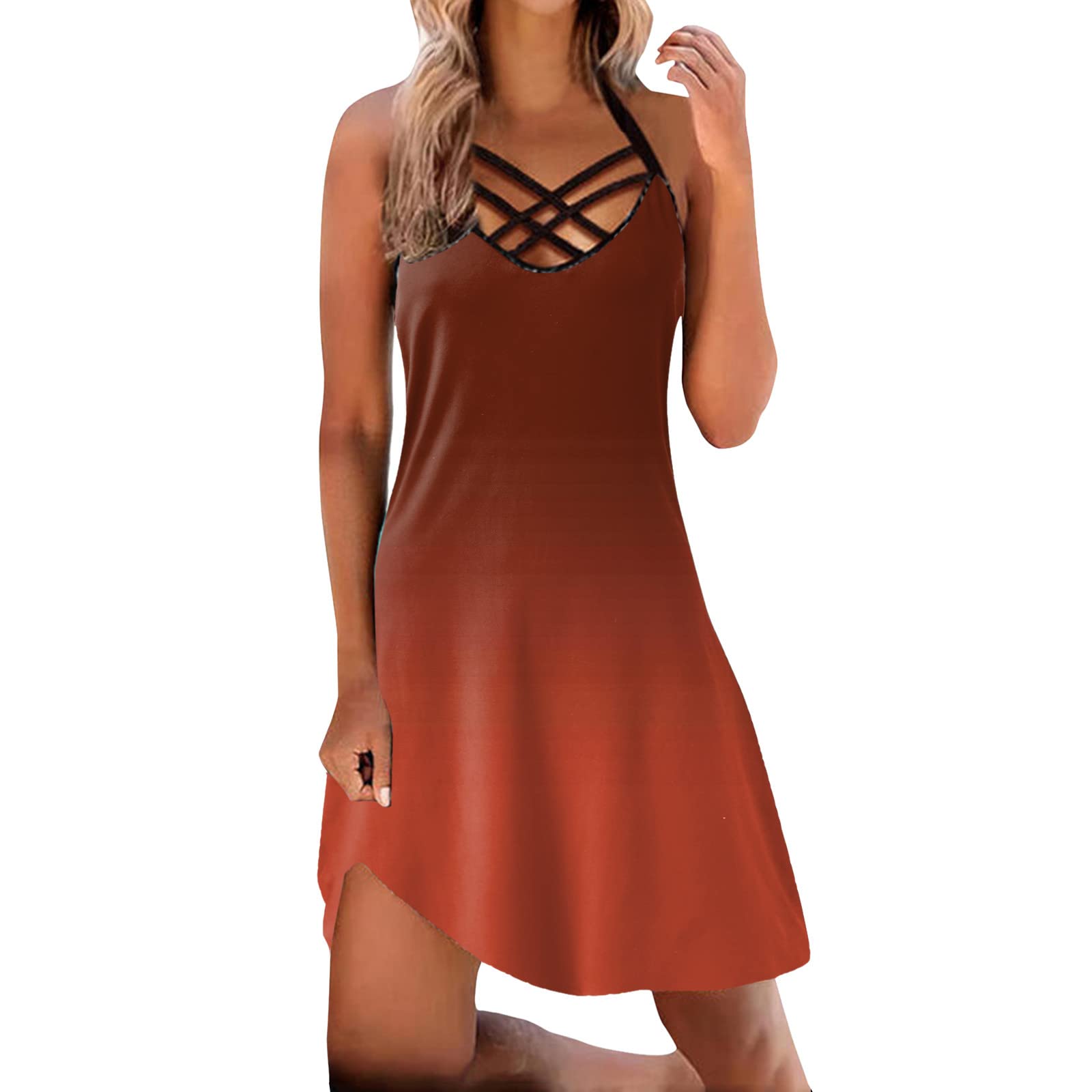 UYTOGOFE Women's Summer Sleeveless Lace-Up Pullover Dress - Casual Boho Flowy Beach Dress for Vacation, Date Night & Outdoor Parties