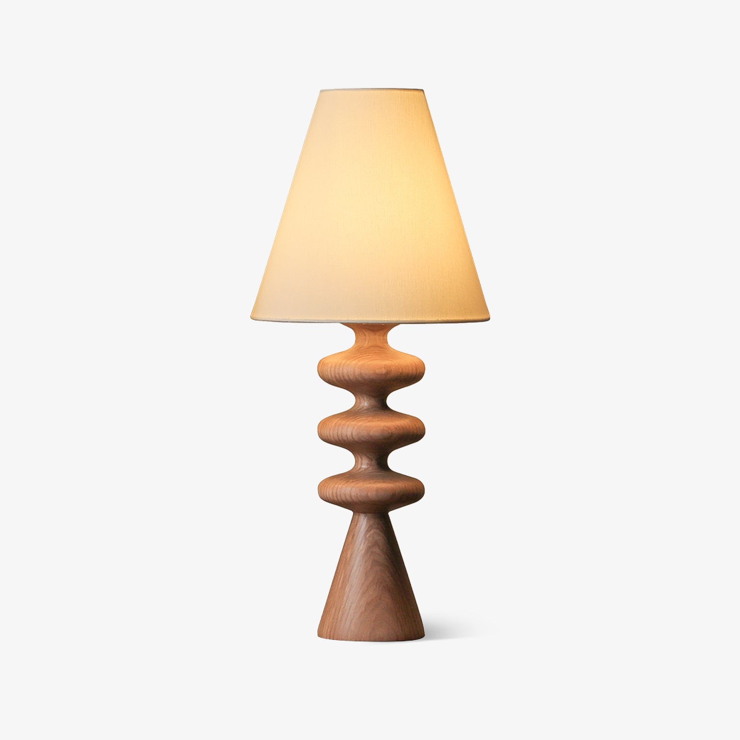 Modern Ripple Wood Table Lamp - Handcrafted Natural Wood Nightstand Light for Bedroom, Living Room & Office - Warm Ambient Lighting for Home Decor