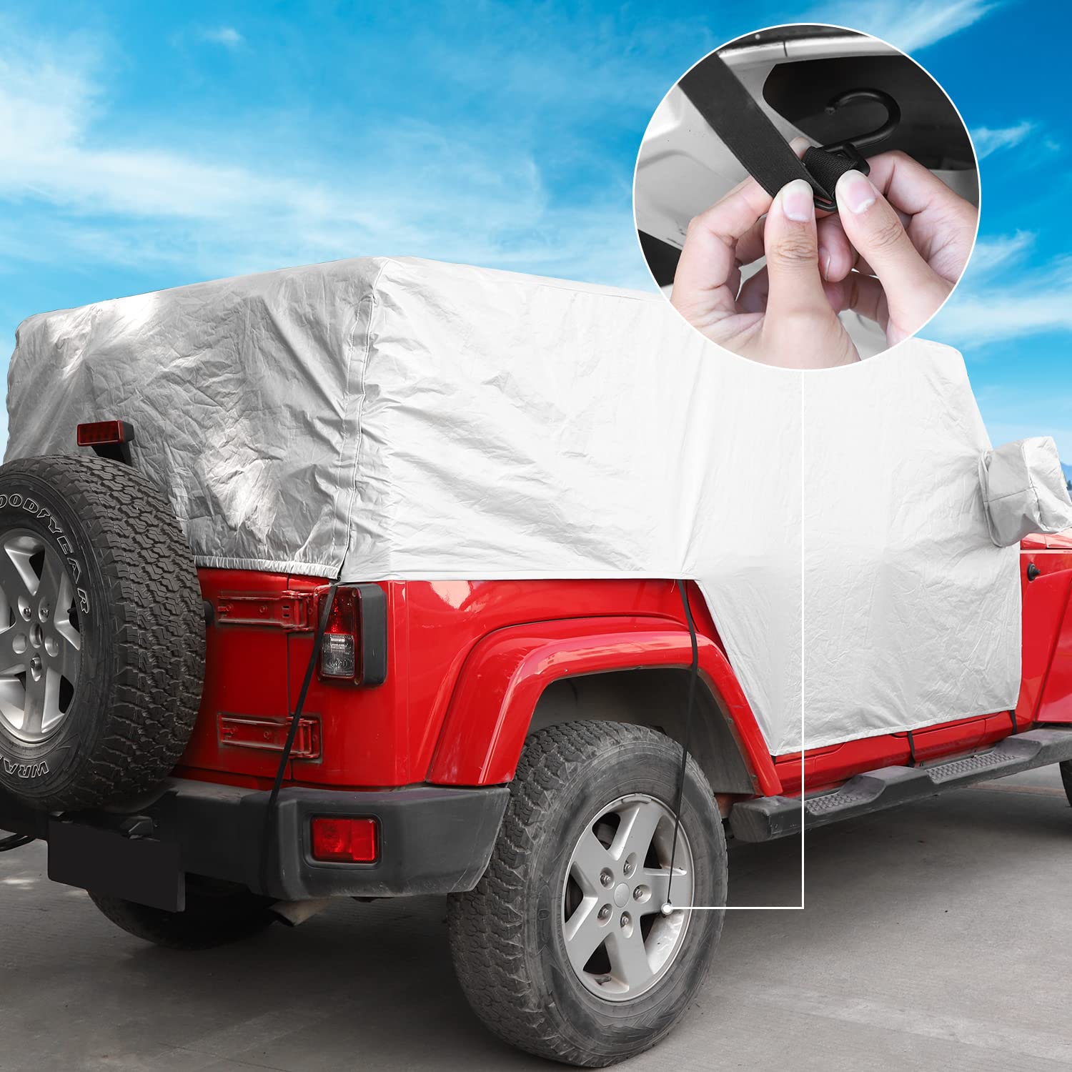 Waterproof All-Weather Jeep Wrangler JK JL Car Cover (2007-2022) - UV Protection, Snow & Rain Shield for 4-Door Models | Perfect for Outdoor Parking & Winter Storage
