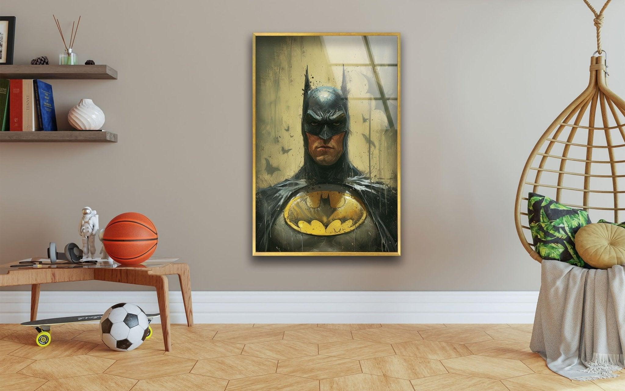 Batman Glass Wall Art - Stunning Superhero Decor for Home & Office - Perfect for Living Room, Bedroom, or Man Cave