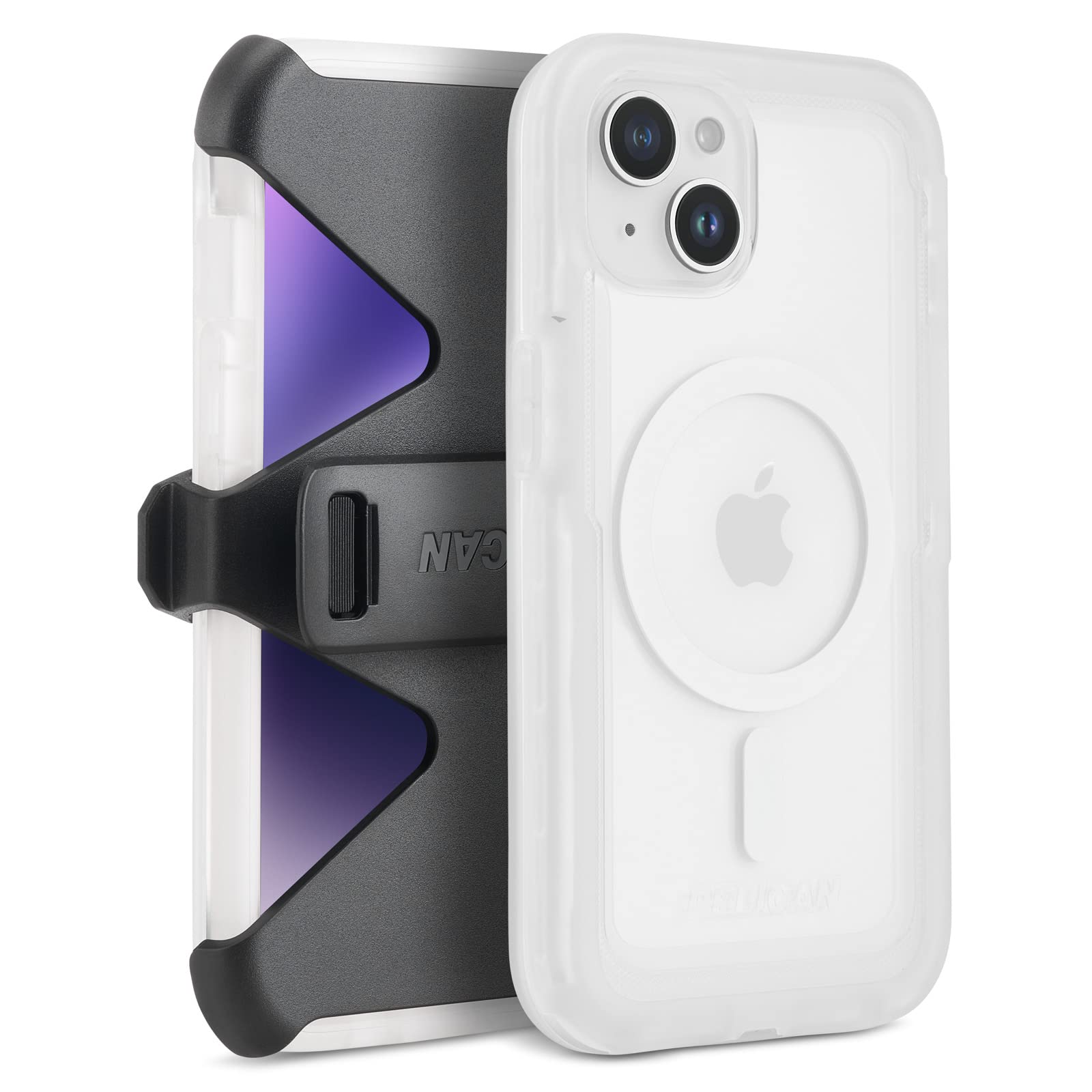 Pelican Voyager Series iPhone 14 Plus Case 6.7 Inch | MagSafe Compatible Military Grade Drop Protection | Anti-Yellow Clear Magnetic Charging Phone Case with Belt Clip Holster & Kickstand | Perfect for Outdoor Adventures, Work & Travel