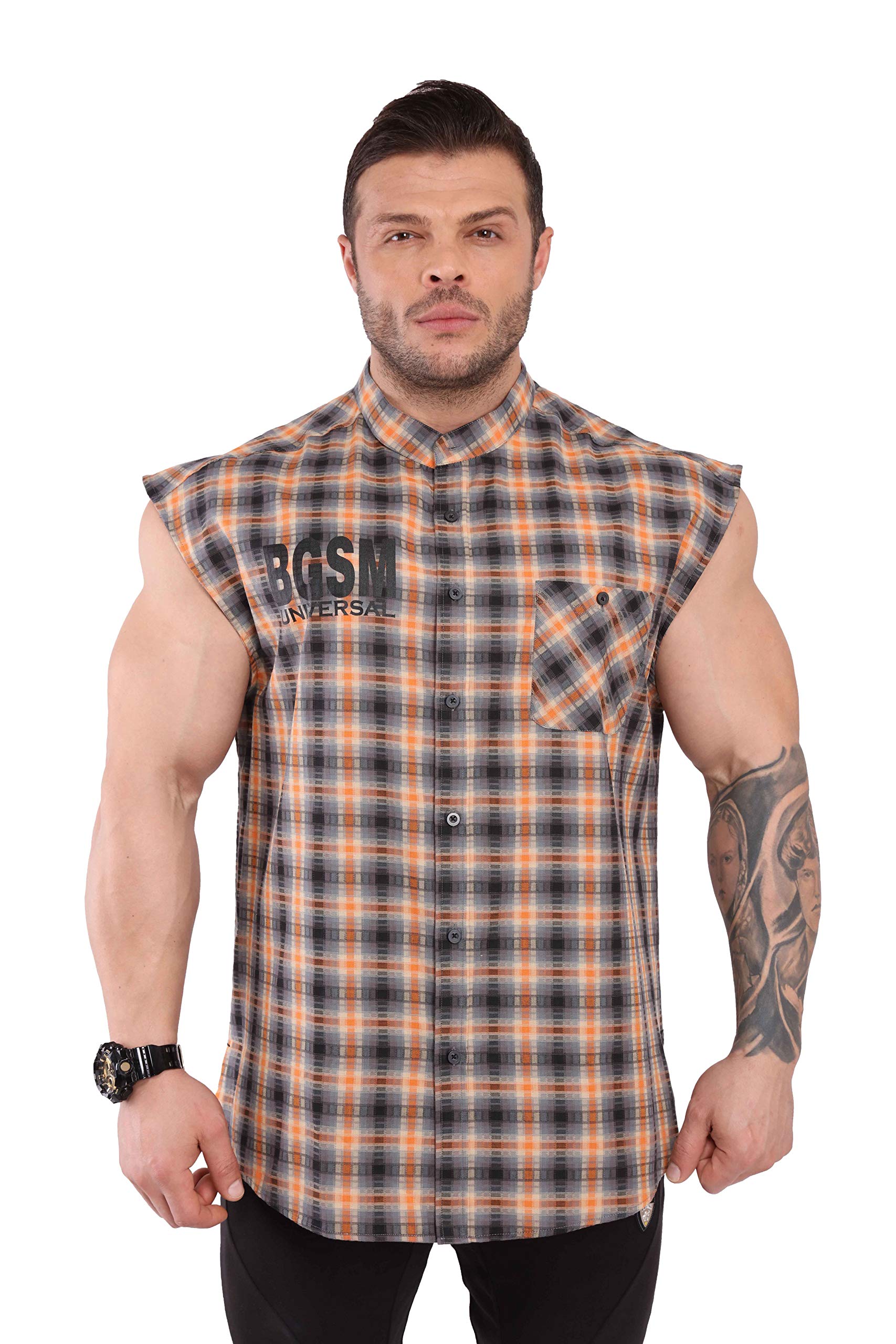 BGSM Men's Vintage Activewear Shirt - Sleeveless Workout Tee for Bodybuilding & Weightlifting | Gym, Fitness Training & Casual Streetwear