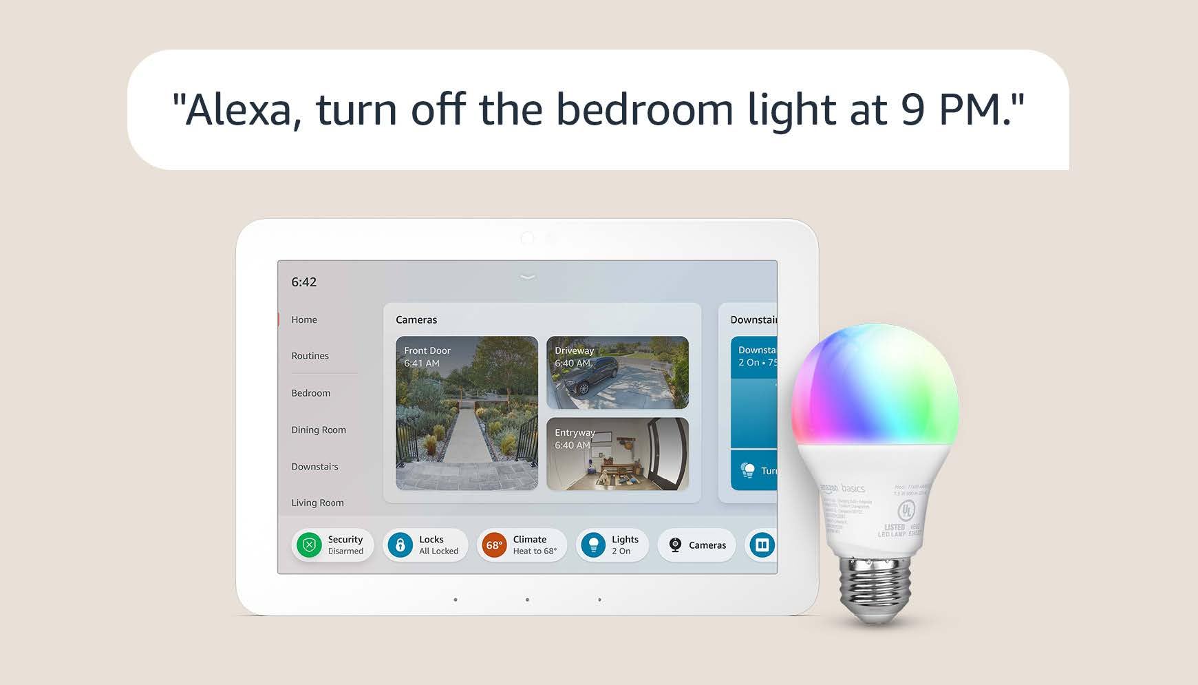 Amazon Echo Hub with Smart Color Bulb - Voice Control & WiFi Enabled Smart Home Lighting for Bedroom, Living Room & Party Decor