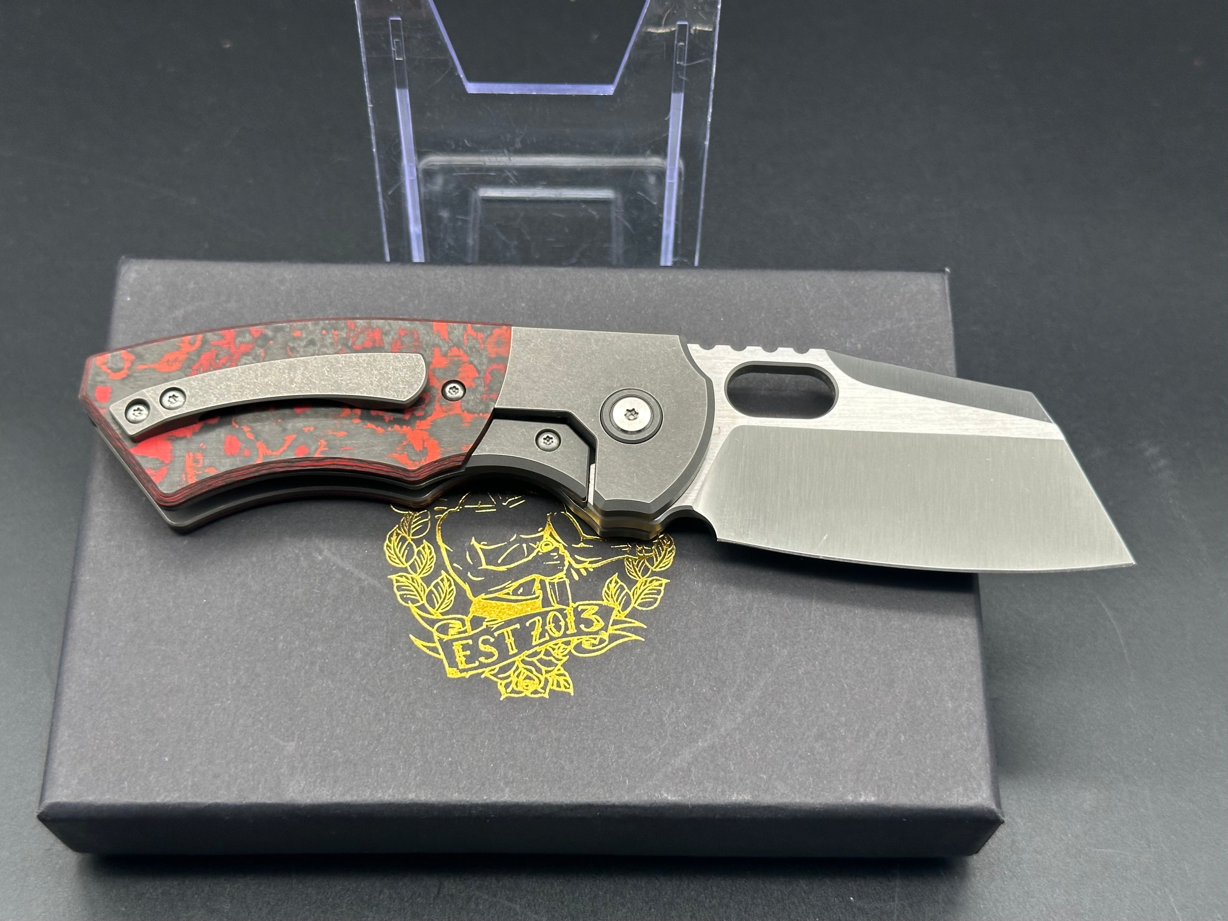 Berg Slim Satin Lava Flow Folding Knife with Premium 20CV Steel Blade - EDC Pocket Knife for Camping, Hiking & Everyday Carry