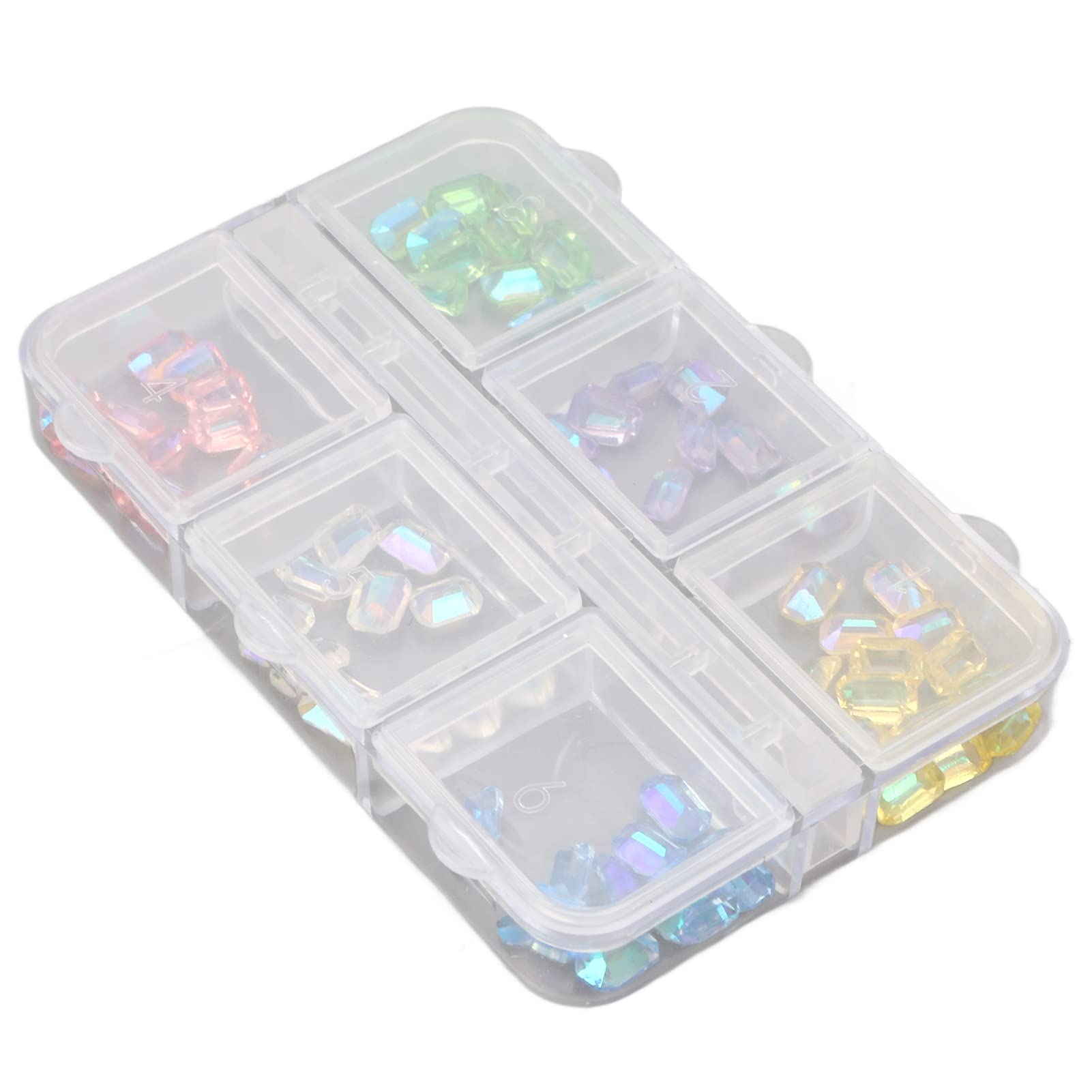 6 Boxes Colorful Octagonal Nail Rhinestones - DIY Nail Art Crystals for Nail Decoration, Manicure & Makeup | Perfect for Salon, Home Use & Gift Giving