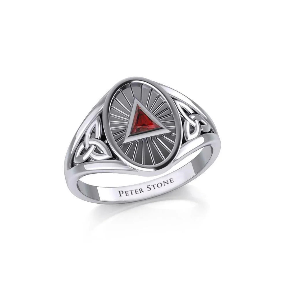 Celtic Trinity Knot Sterling Silver AA Recovery Ring with Inlaid Symbol - Meaningful Jewelry for Sobriety & Spiritual Protection - Perfect for 12-Step Programs, Addiction Recovery Gifts, and Irish Heritage Celebrations