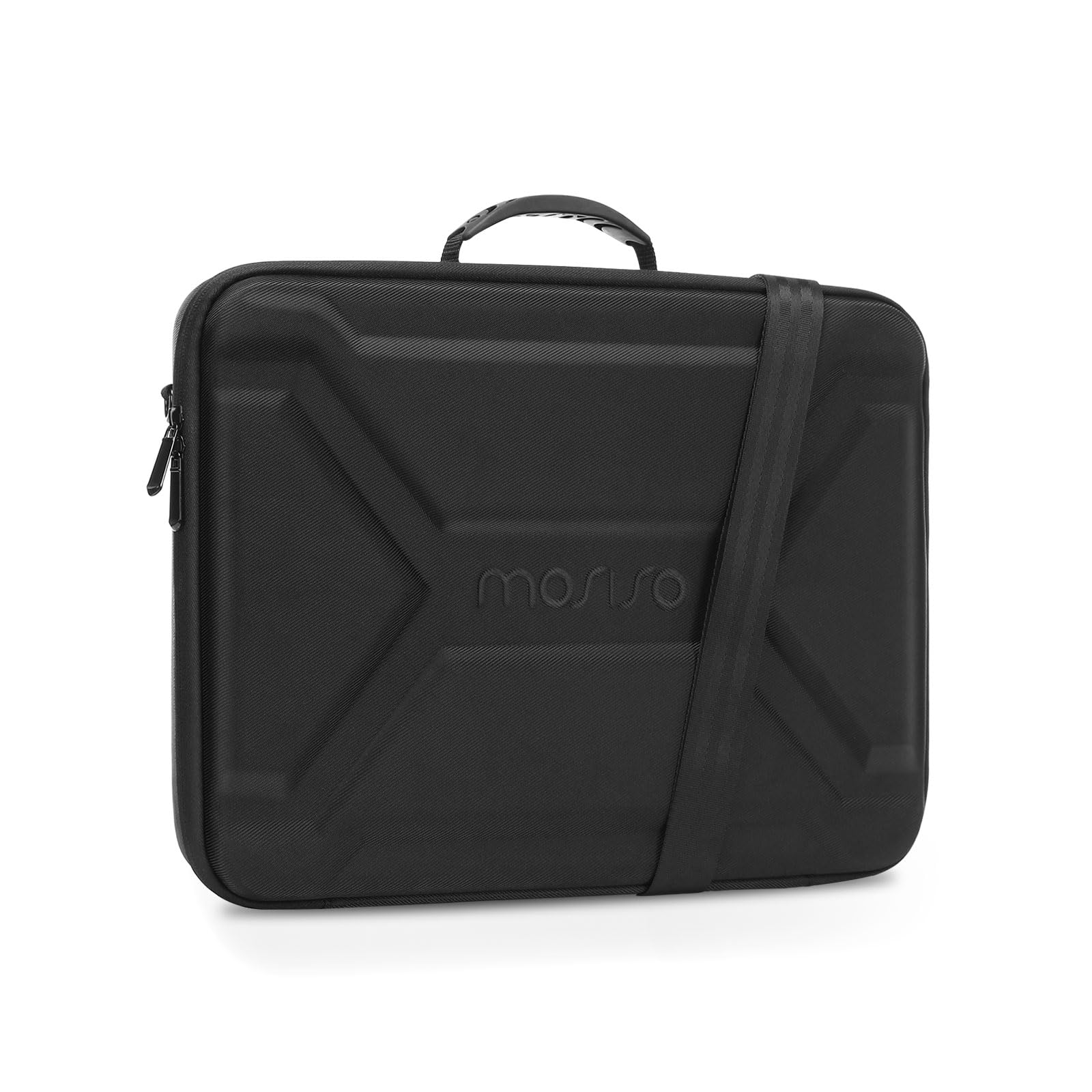 MOSISO 15.6-16 Inch Shockproof Laptop Bag - Hard Shell Case for MacBook Pro/Air, HP, Dell, Lenovo, Asus Notebooks - Water-Resistant Computer Shoulder Bag with 2 Separate Soft Pockets (Black) - Perfect for Business Travel, Commuting & College Use