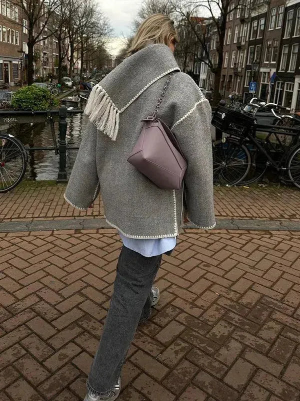 Women's Wool Shawl Coat - Warm Winter Wrap for Casual Outings & Office Wear | Soft & Stylish Outerwear for Fall & Winter Fashion