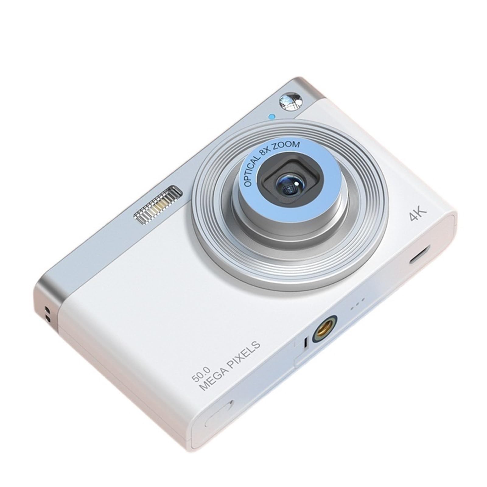 4K Ultra HD MZZYG Digital Video Camera - Lightweight Portable Retro Vlogging Camera with Beauty Filter, OTG Reader & 16GB Card (C13 White) - Perfect for Travel Vlogging, YouTube Content Creation & Everyday Photography