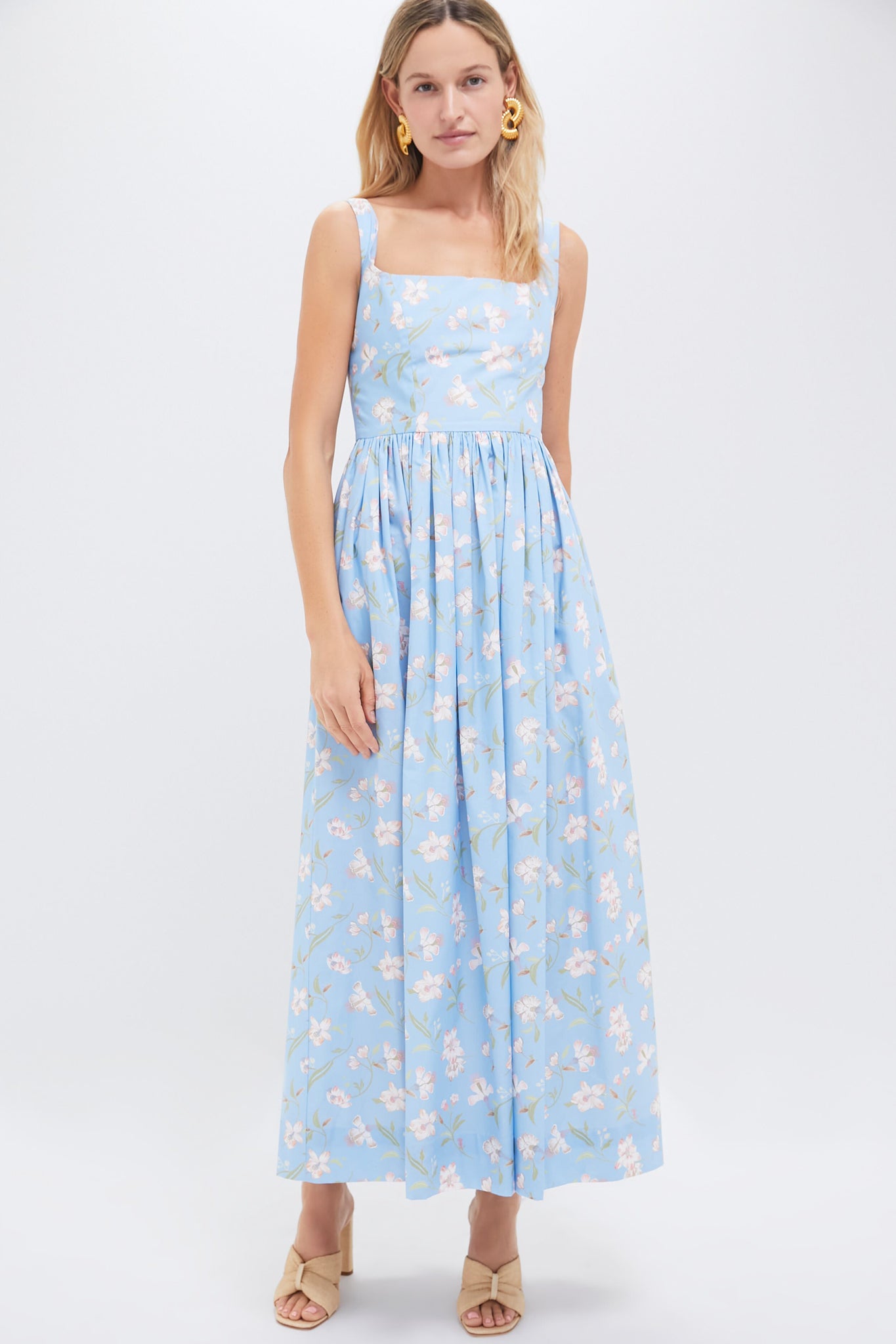Blue Hibiscus Scoop Neck Dress - Floral Print Summer Dress for Women | Perfect for Beach Vacations, Date Nights & Outdoor Parties