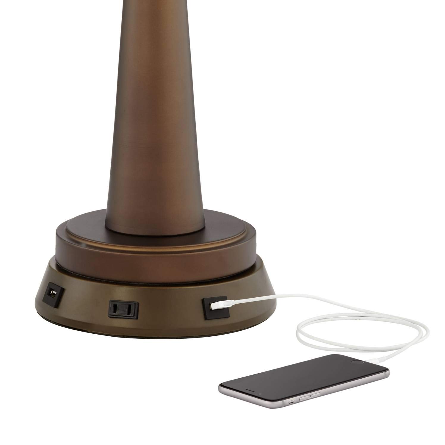 Color + Plus Gecko Double Gourd Table Lamp with USB Charging Station - Modern Home Office Desk Lighting for Work & Study