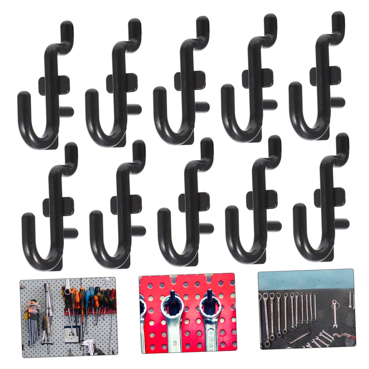 10-Piece KITANDOVE Pegboard Hooks - Heavy Duty Drill & Pliers Holder for Garage Tool Organization - Perfect for Wall Mounted Tool Storage in Workshops, Garages and DIY Spaces