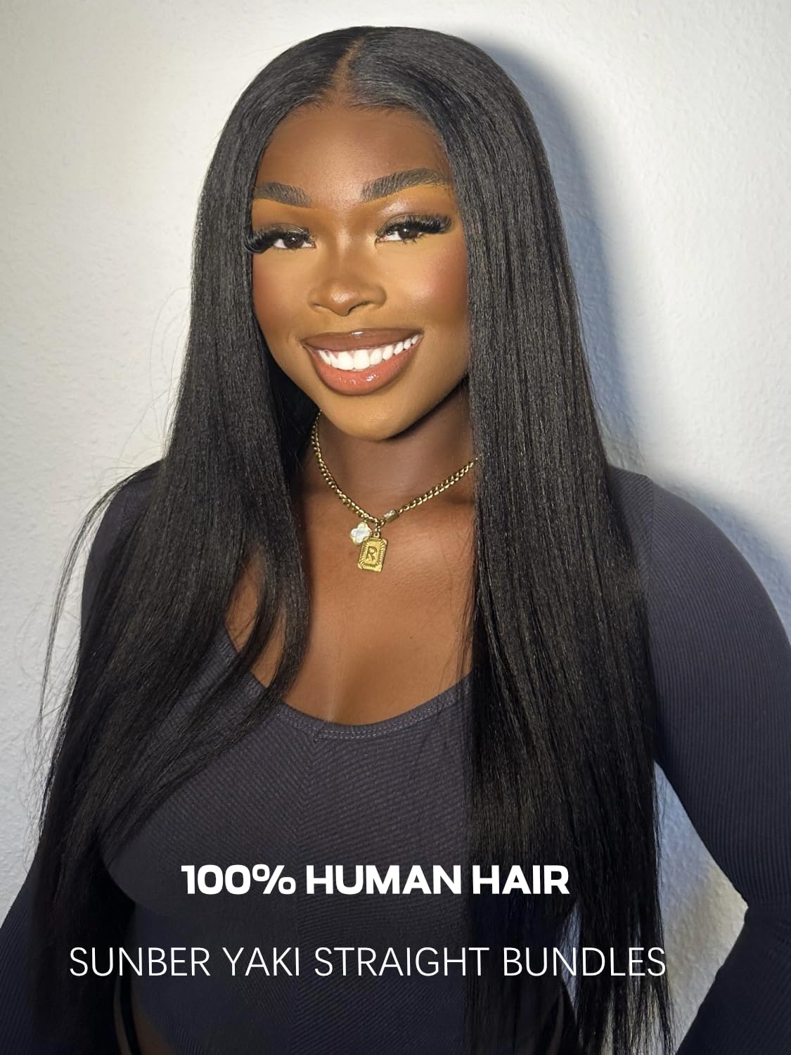 Sunber Yaki Straight 100% Unprocessed Brazilian Human Hair Bundles - 3 Bundles Kinky Straight Natural Black Hair Extensions (8” 10” 12”) for Women | Clip-In Hair Extensions for Daily Styling, Parties & Special Occasions