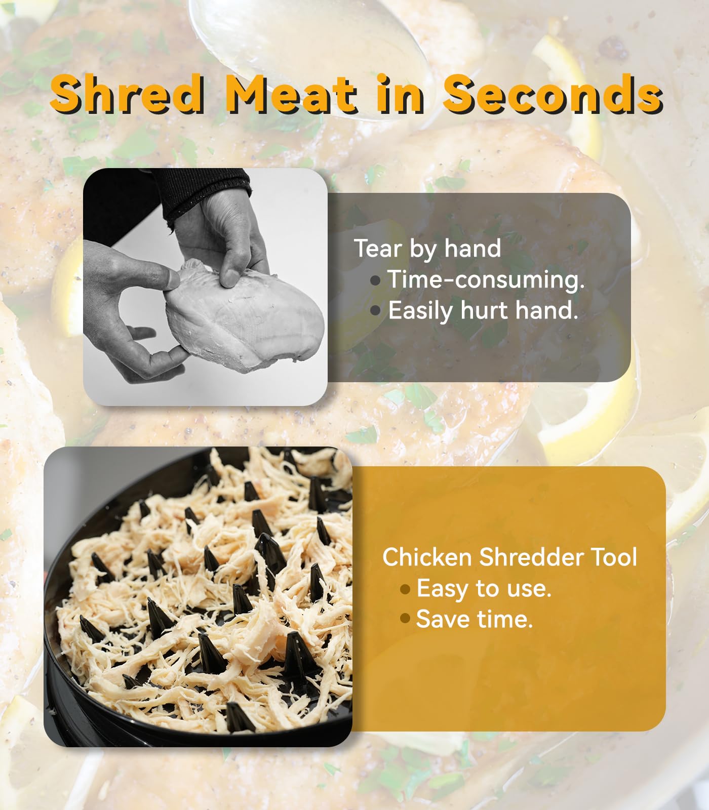 Premium Manual Chicken Shredder Tool - Twist & Grind Kitchen Gadget for Chicken Breast, Ground Meat & Vegetables | Durable Food Processor for Meal Prep, Tacos, Salads & Stir Fry (Elegant Black)
