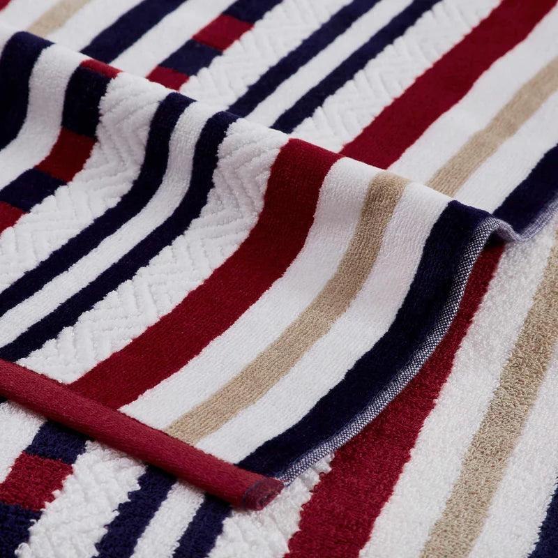 Premium 2-Piece Oversized Beach Towel Set - 100% Stripe Cotton, Medium Weight, Soft & Absorbent - Perfect for Pool, Beach, Vacation & Spa Days
