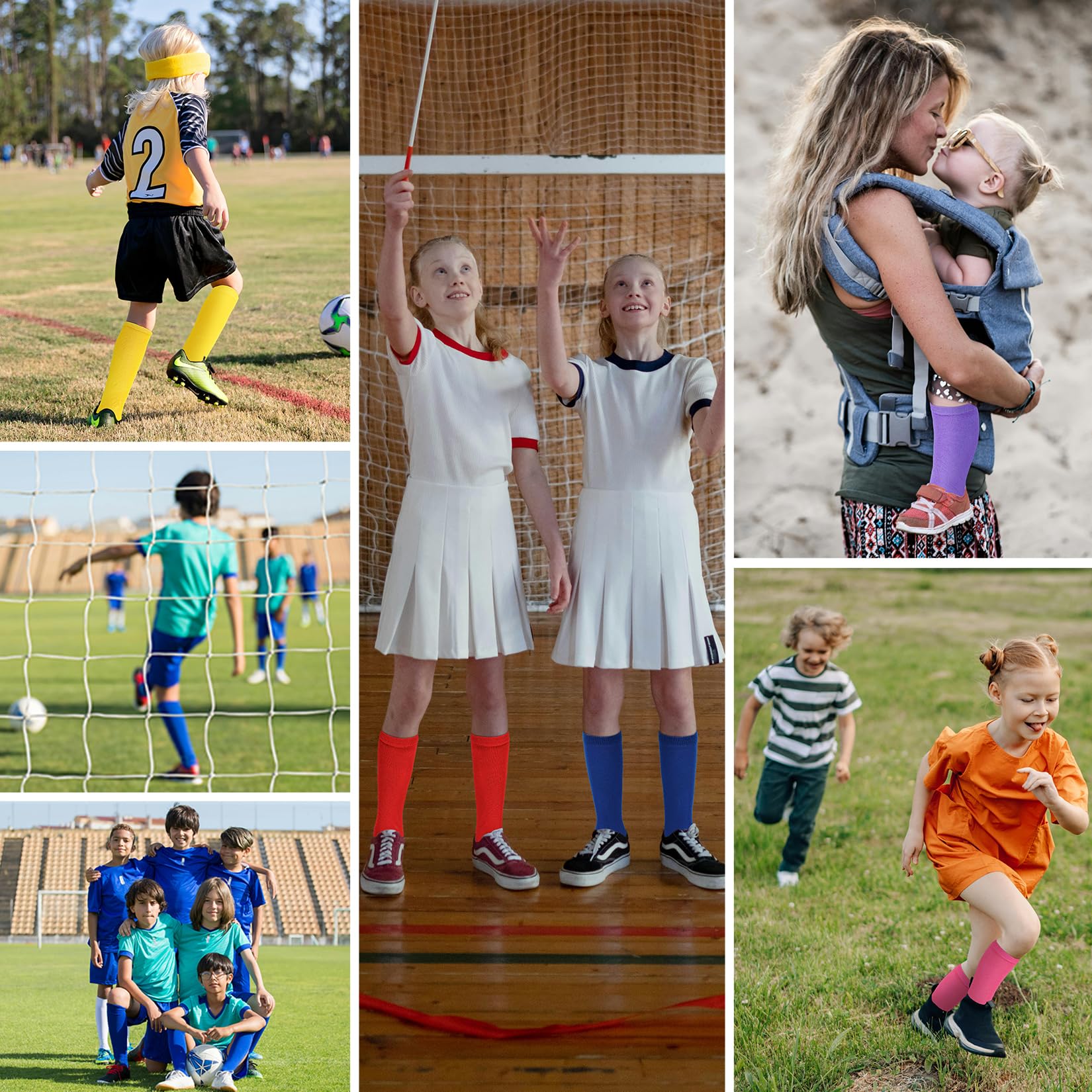 Century Star 6 Pairs Kids Soccer Socks - Soft Cotton Knee High Socks for Boys & Girls, Youth Athletic Socks for Soccer, Baseball, Softball - Perfect for Sports, School & Daily Wear