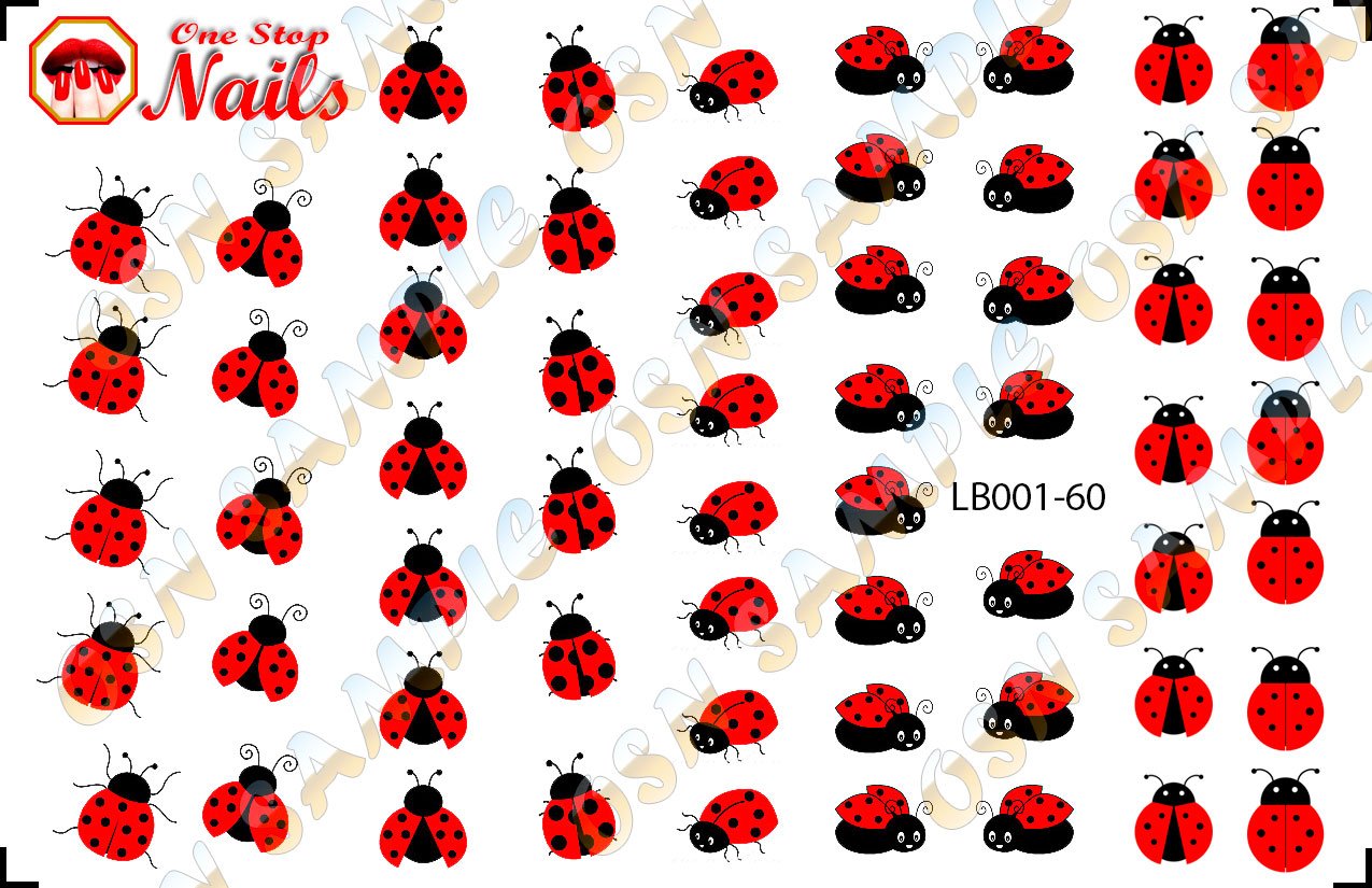 One Stop Nails Ladybug Water Slide Nail Decals - Cute Insect Nail Art Transfers for DIY Manicures | Perfect for Spring, Summer Nail Designs & Kids' Nail Parties