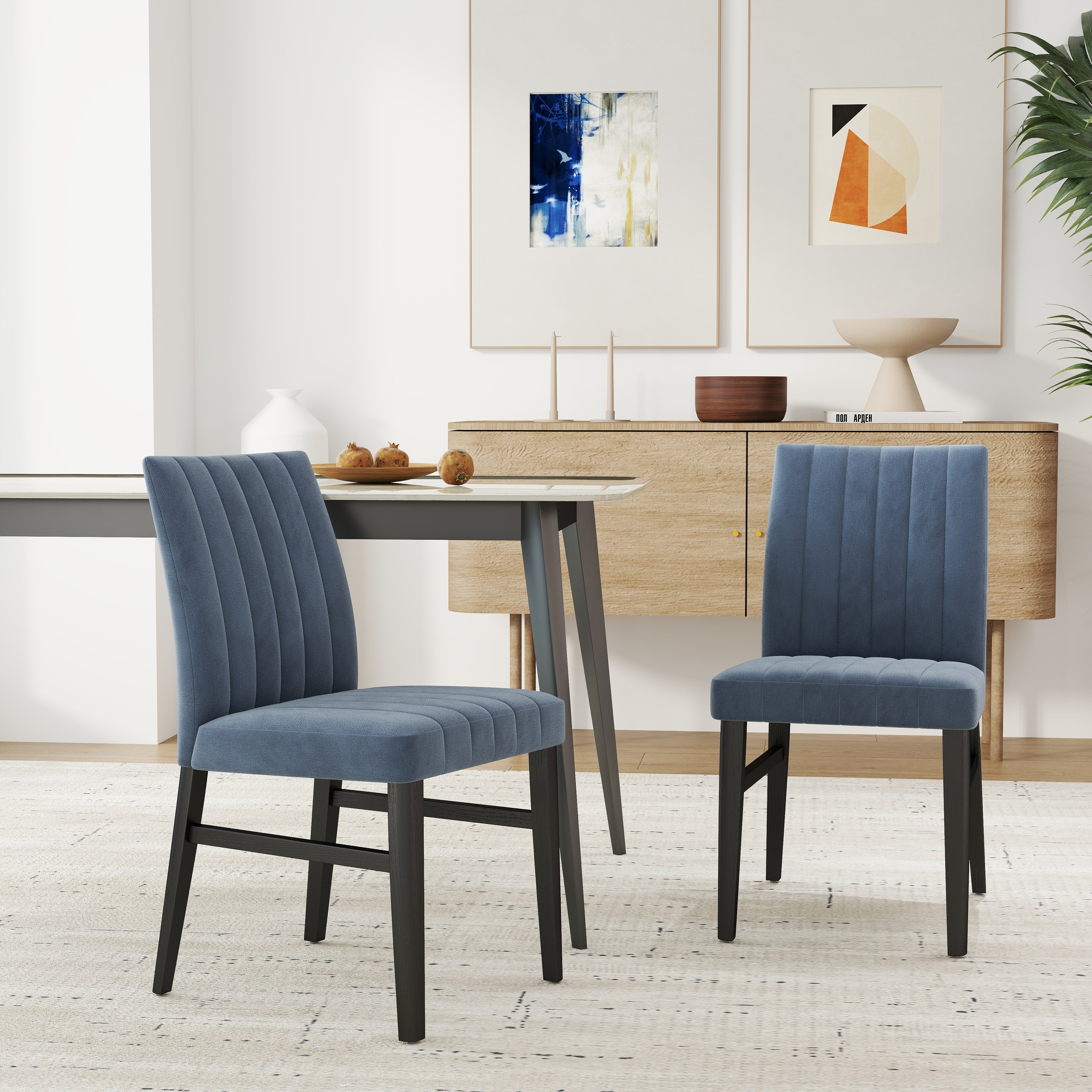 Roundhill Furniture Wendell Contemporary Upholstered Dining Chairs Set of 2 - Modern Kitchen & Dining Room Seating for Home & Restaurant Use
