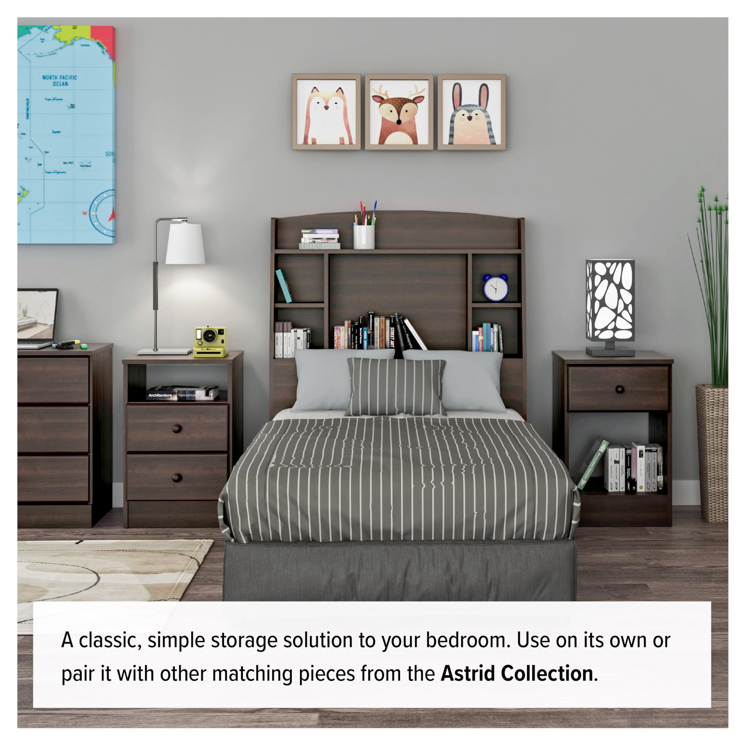 Prepac Astrid Tall Brown Dresser - 6-Drawer Chest for Bedroom, 16.5