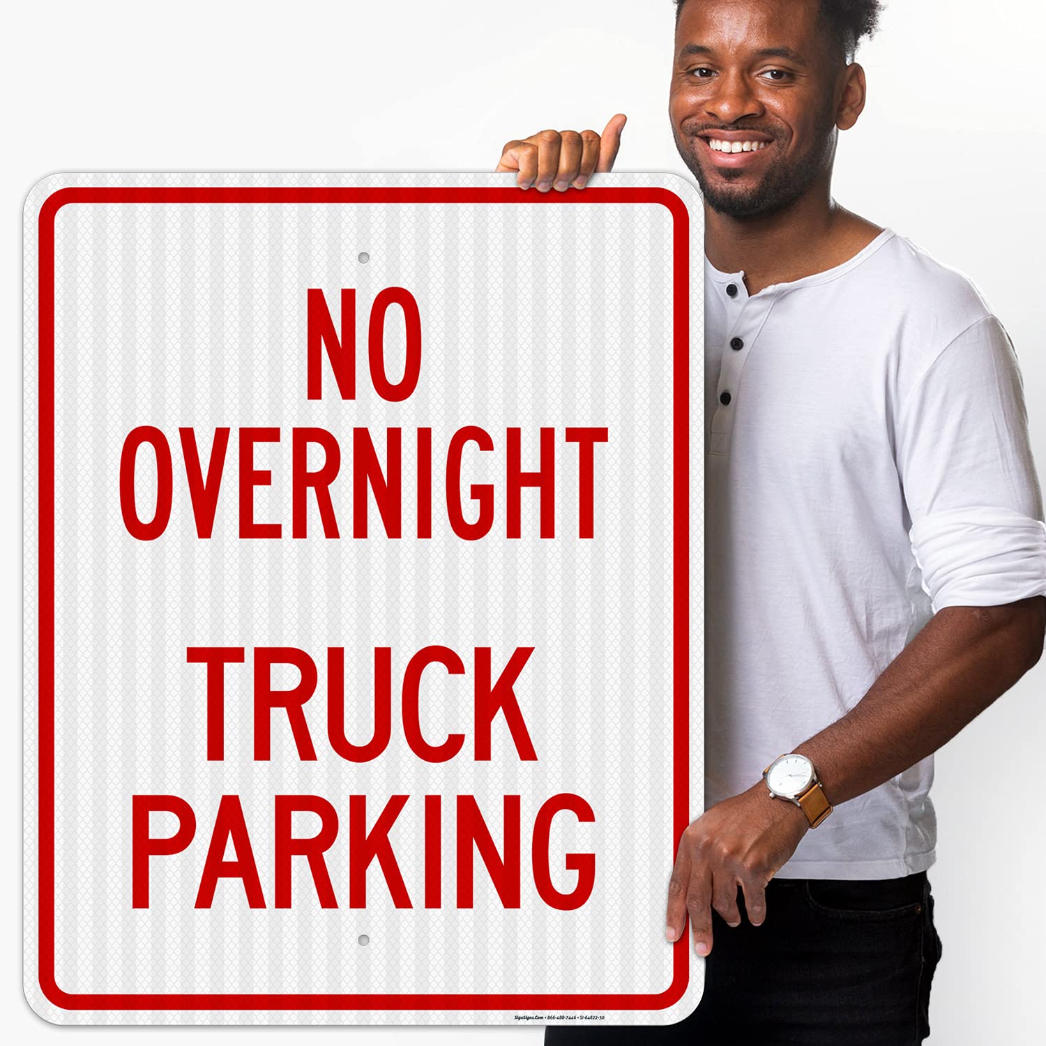 No Overnight Truck Parking Sign - 24x30 Inches, 3M EGP Reflective .080 Aluminum, Fade Resistant, Made in USA - Ideal for Truck Stops, Warehouses & Parking Enforcement Areas