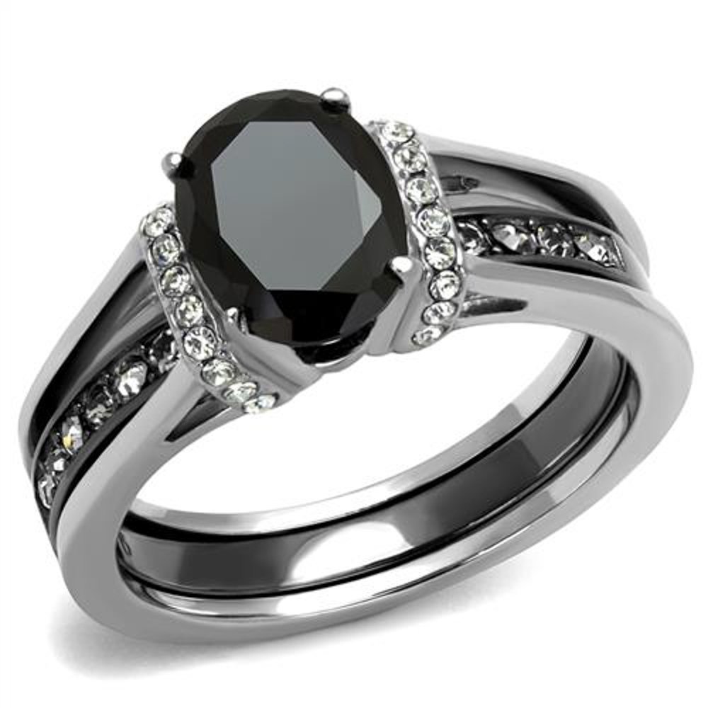 Marimor Black Cubic Zirconia Wedding Rings Set for Couples - Perfect for Engagements & Anniversaries