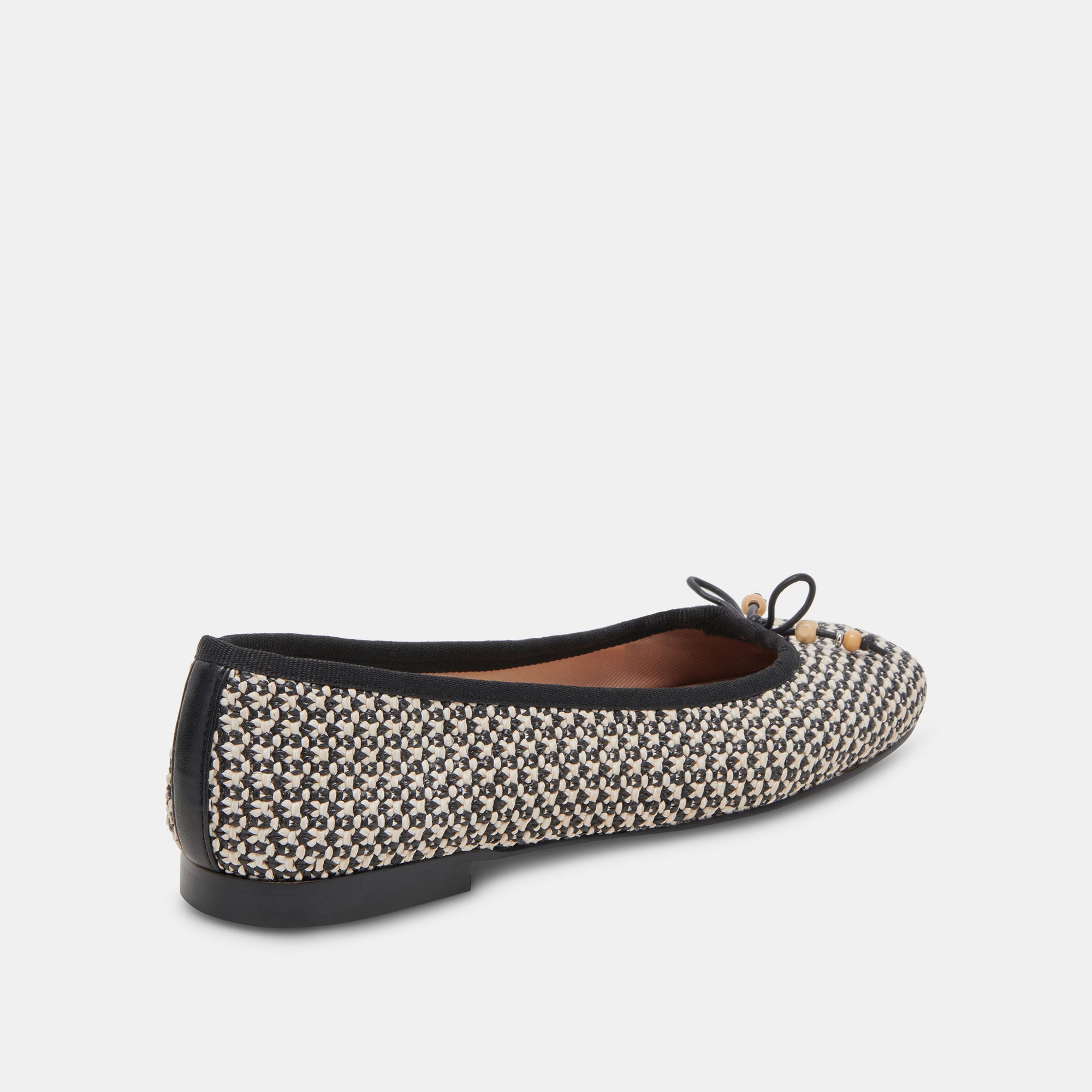 CACY Women's Ballet Flats - Comfortable White & Black Raffia Shoes for Casual Wear, Office, and Summer Outfits