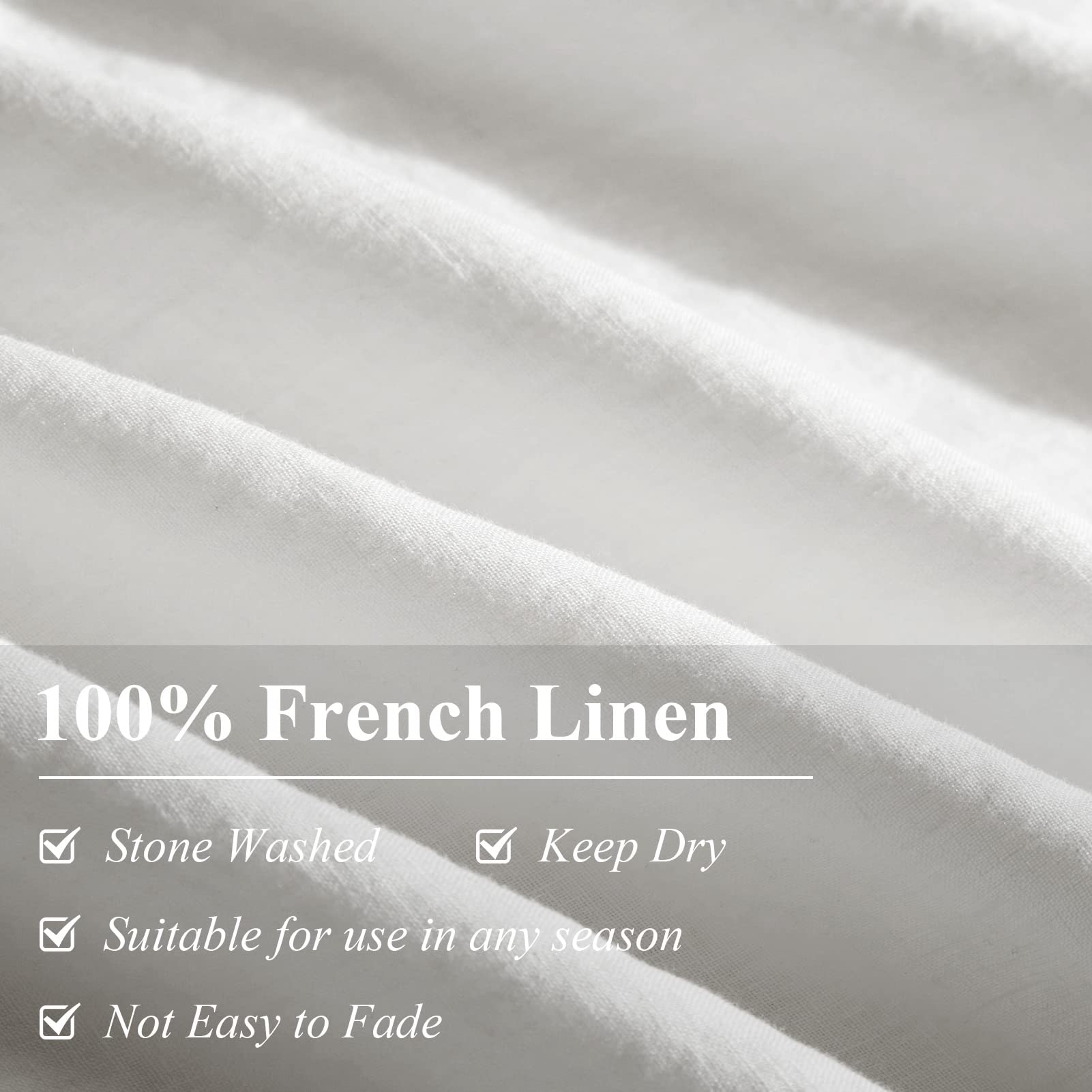 Ivellow 100% Pure Washed French Flax Linen King Duvet Cover Set - 3 Piece White Breathable Cooling Bedding (Duvet Cover + 2 Pillow Shams) | Soft Moisture Wicking Fabric for All-Season Comfort | Perfect for Master Bedroom, Guest Room & Vacation Homes