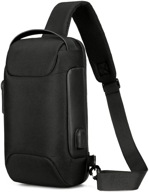 Anti-Theft Crossbody Sling Backpack with Password Lock, Waterproof Chest Shoulder Bag for Men & Women - Perfect for Cycling, Hiking, Travel & Outdoor Activities (Black)