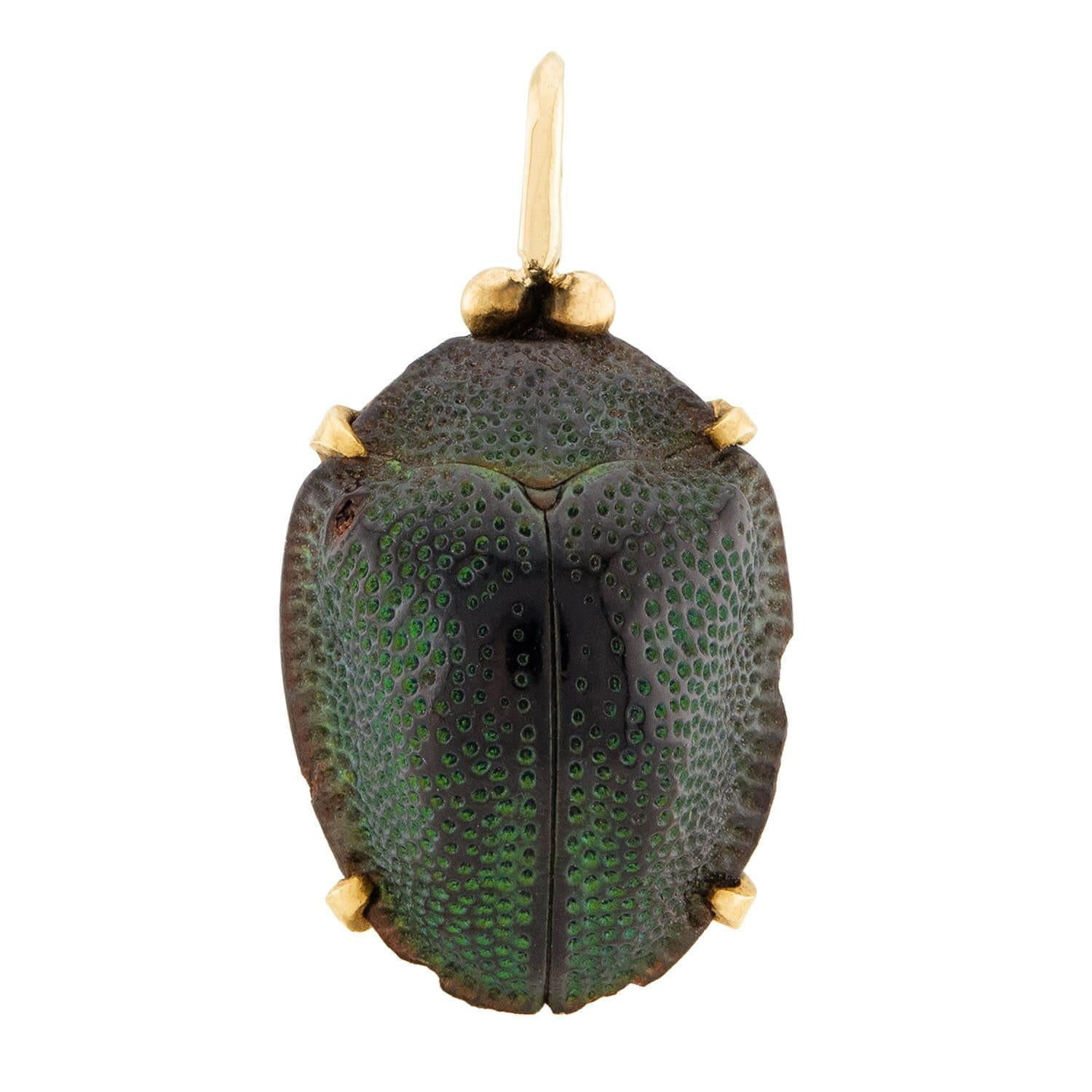 14K Gold Victorian Beetle Pendant Charm - Elegant Antique Jewelry for Women, Perfect for Necklaces & Bracelets - Gift for Her, Birthday, Anniversary, Valentine's Day