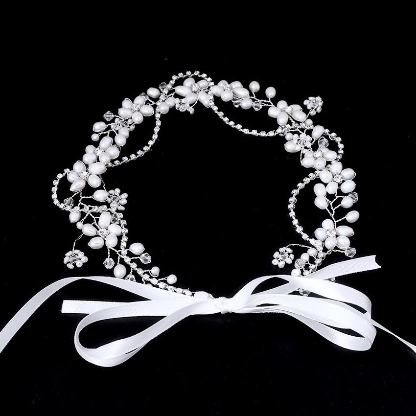 Karen Silver Pearl and Crystal Bridal Headband - Elegant Wedding Hair Accessory for Bride, Bridesmaids & Special Occasions