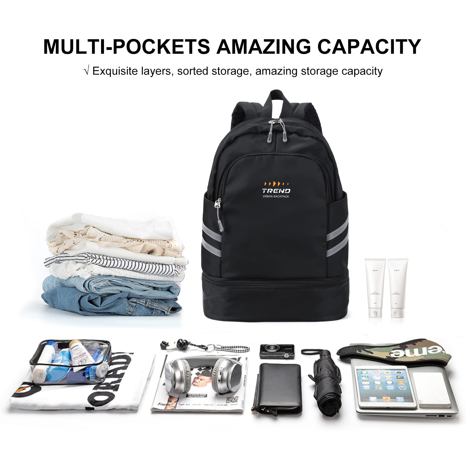 Best Gym Backpack for Women with Shoe Compartment & Wet Pocket - Large Waterproof Travel Backpack for Workout, Yoga & Fitness - Perfect for Gym, Work & Travel (Black)