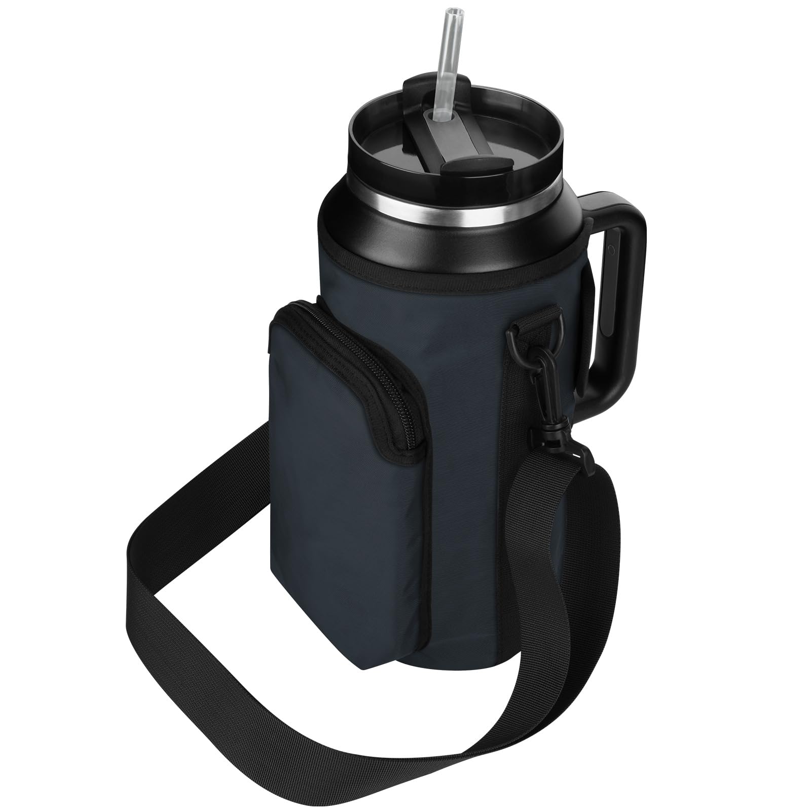 Stanley Cup Water Bottle Carrier Bag with Phone Pocket - Adjustable Strap for 30/40/64oz Tumblers - Nylon Bottle Holder Pouch with Handle - Perfect for Gym, Hiking, Travel & Outdoor Activities