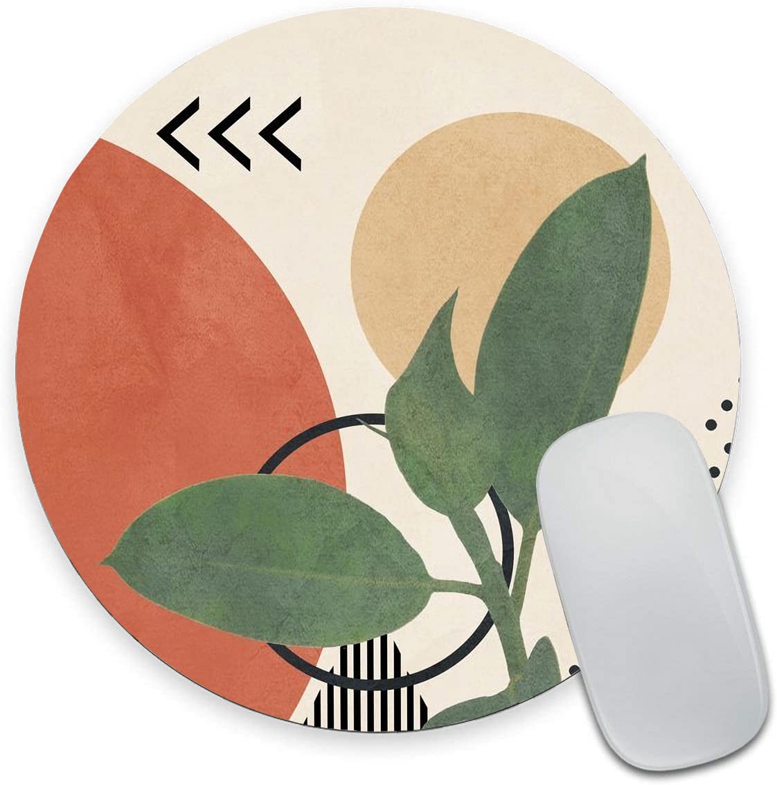 Modern Abstract Round Mouse Pad - Non-Slip Rubber Base, Waterproof Office Mouse Mat (7.9 x 7.9 Inch) - Perfect for Women's Workspace, Gaming & Home Office Use